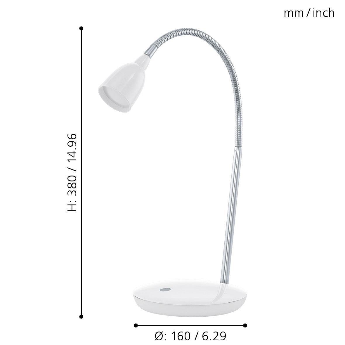 eglo durengo white chrome desk lamp living room close up