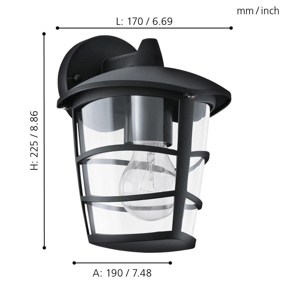 eglo aloria black ip44 hanging lantern outdoor wall light kitchen lighting