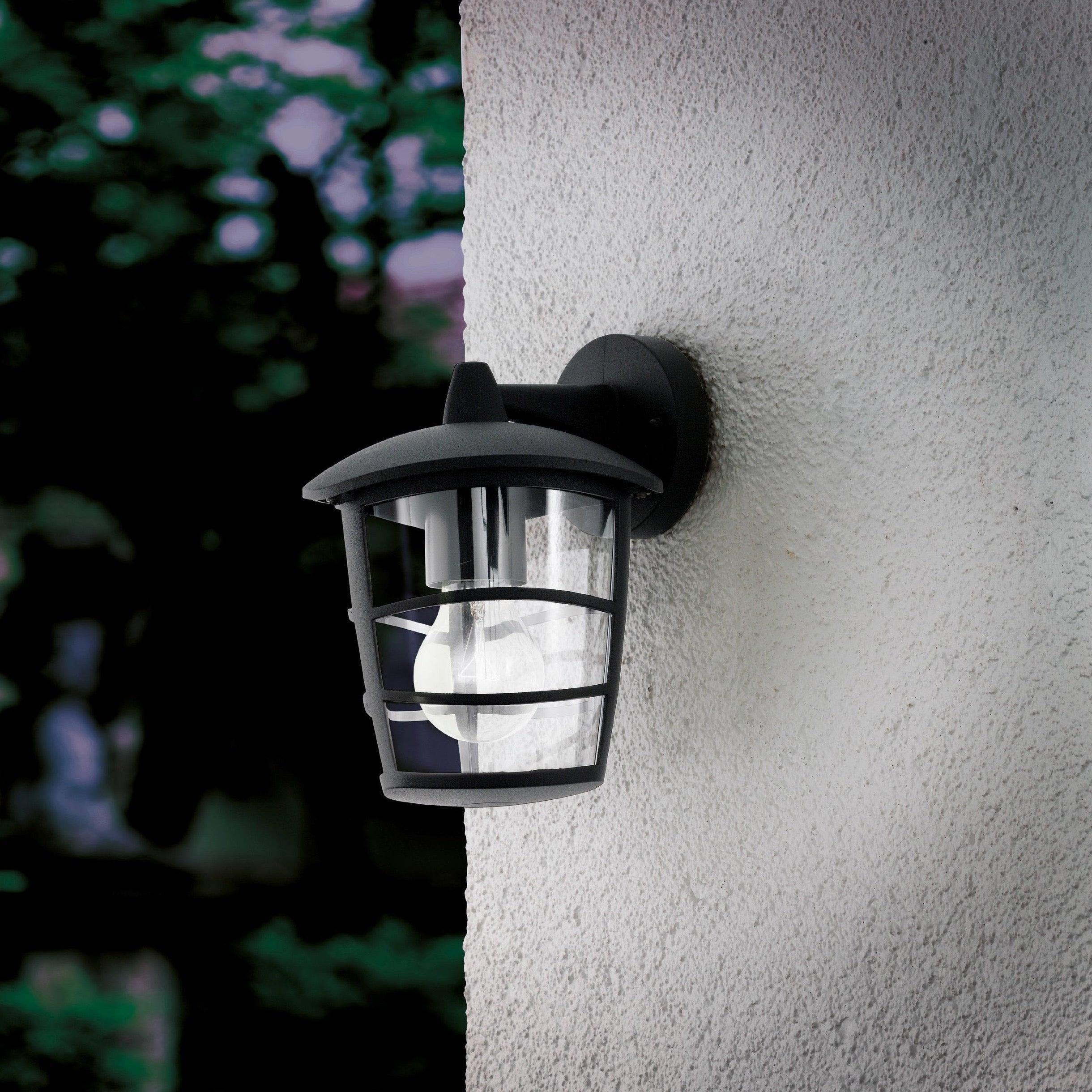 eglo aloria black ip44 hanging lantern outdoor wall light living room image