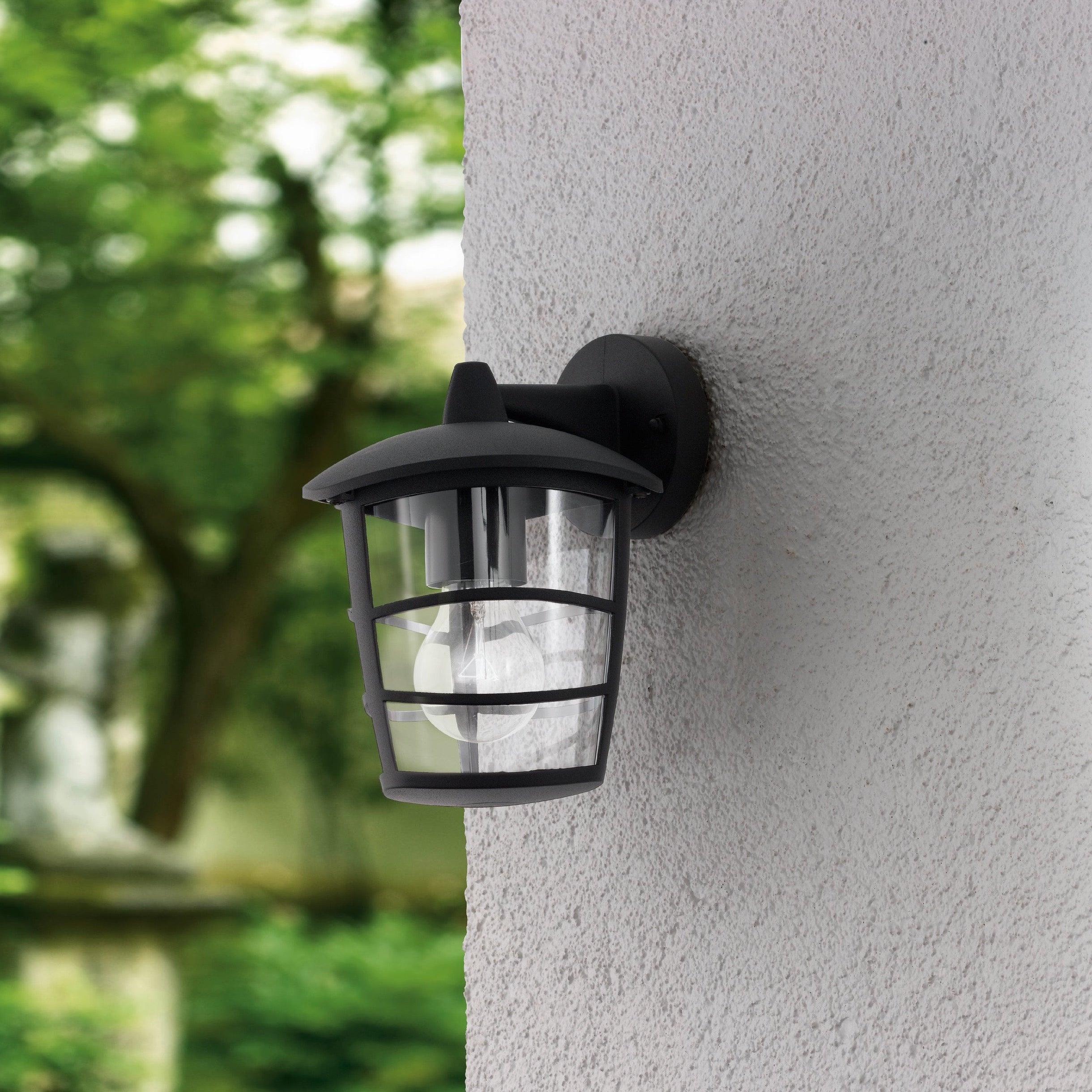 eglo aloria black ip44 hanging lantern outdoor wall light