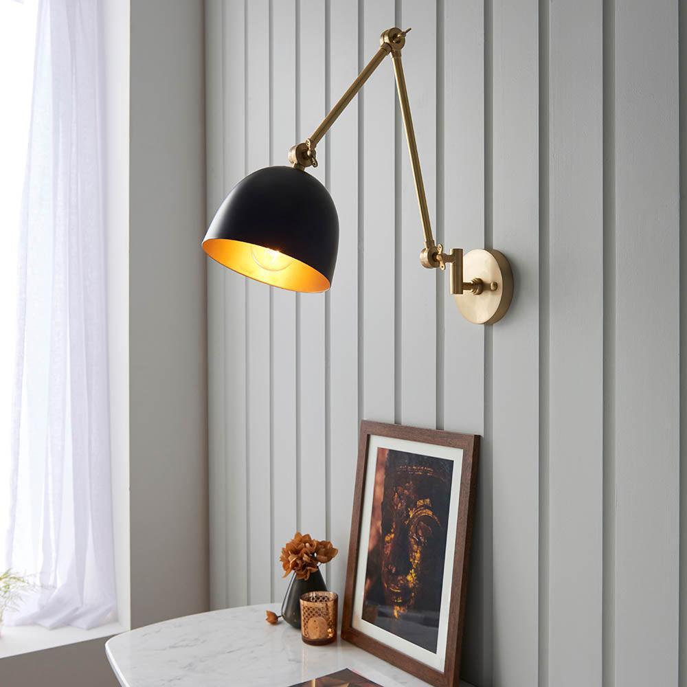 Endon Lehal Swing Arm Brass Wall Light-warehouse-180926
