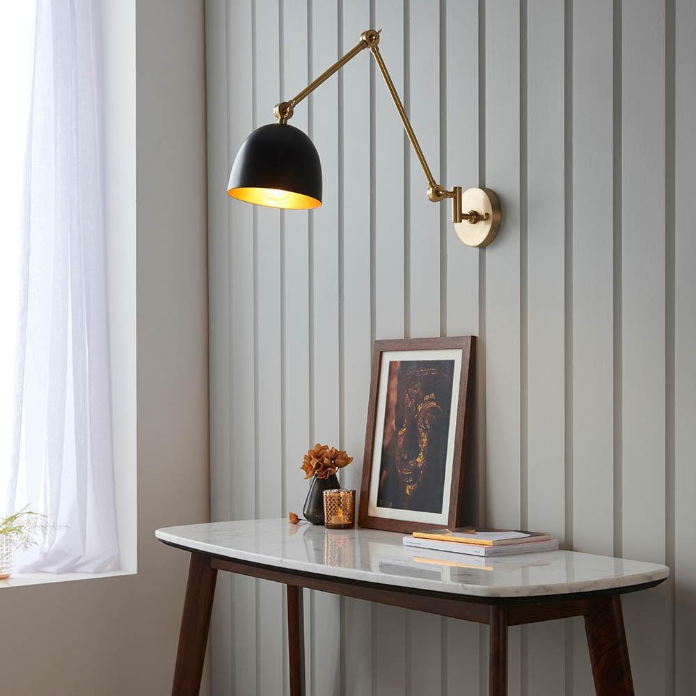 Endon Lehal Swing Arm Brass Wall Light-warehouse-180926