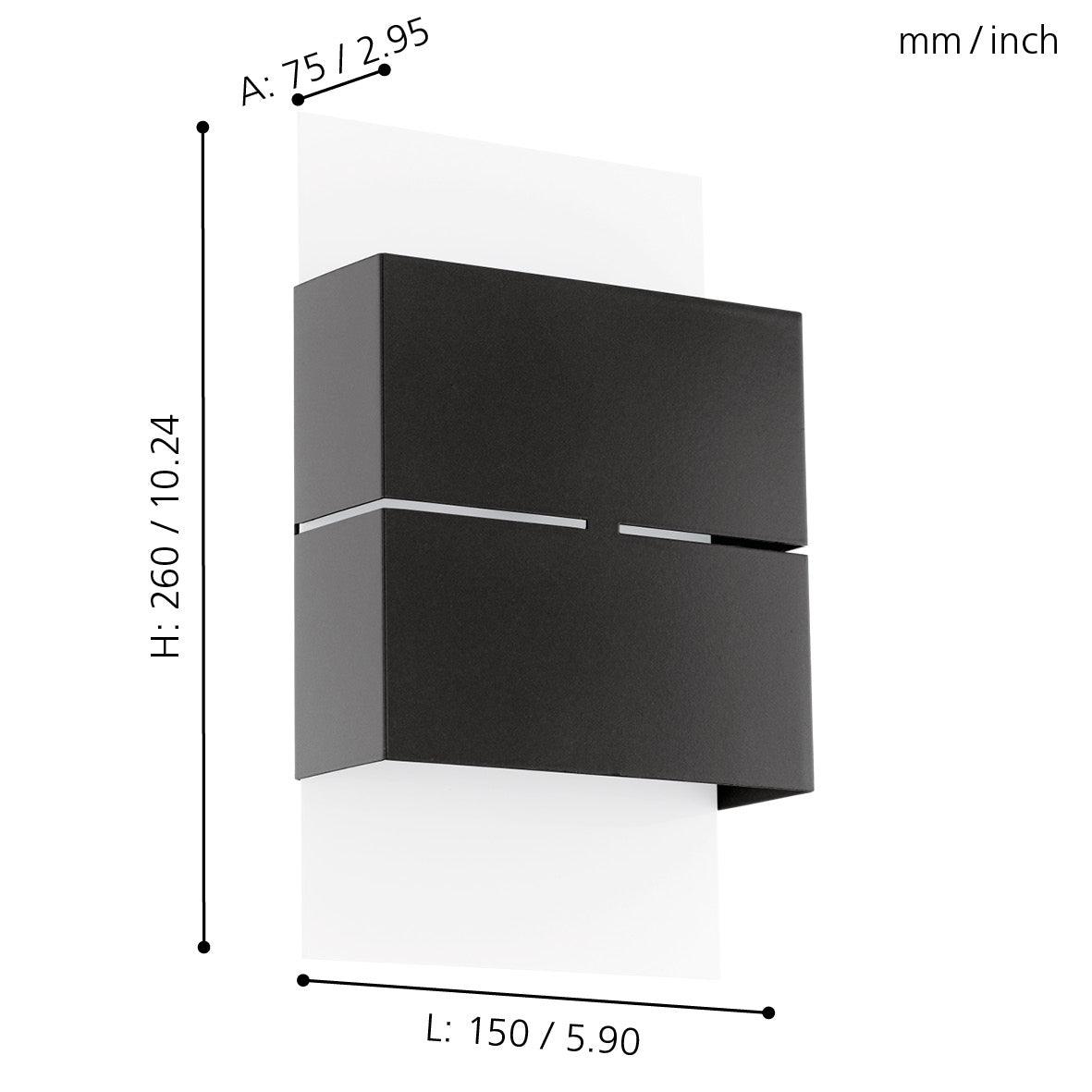 eglo kibea ip54 grey led aluminium outdoor wall light hallway lighting