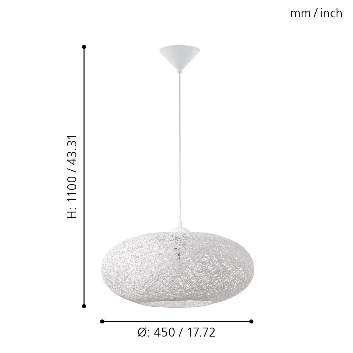 eglo campilo white paper lampshade ceiling pendant living room close up