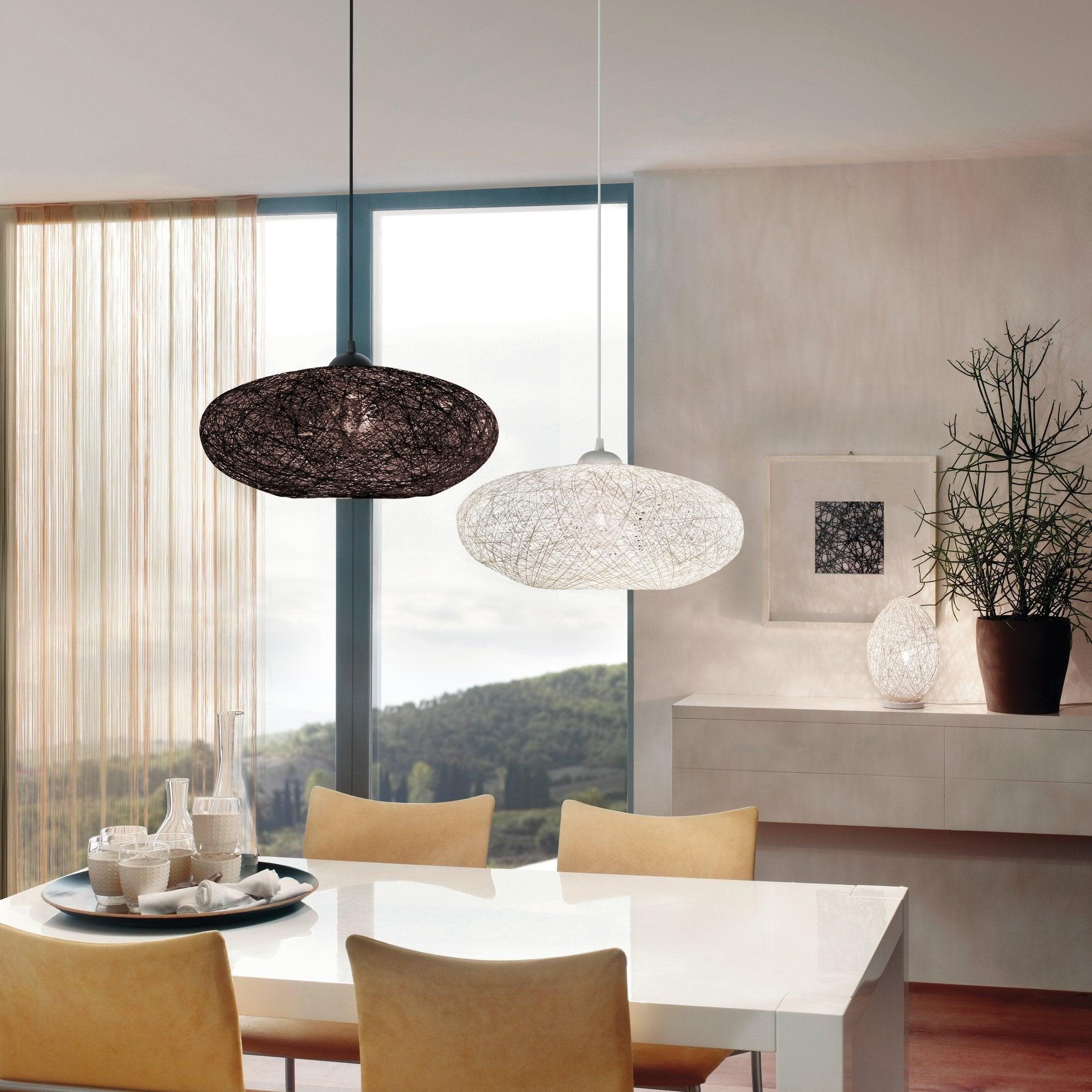 eglo campilo beige paper lampshade ceiling pendant Hallway Lighting Close up