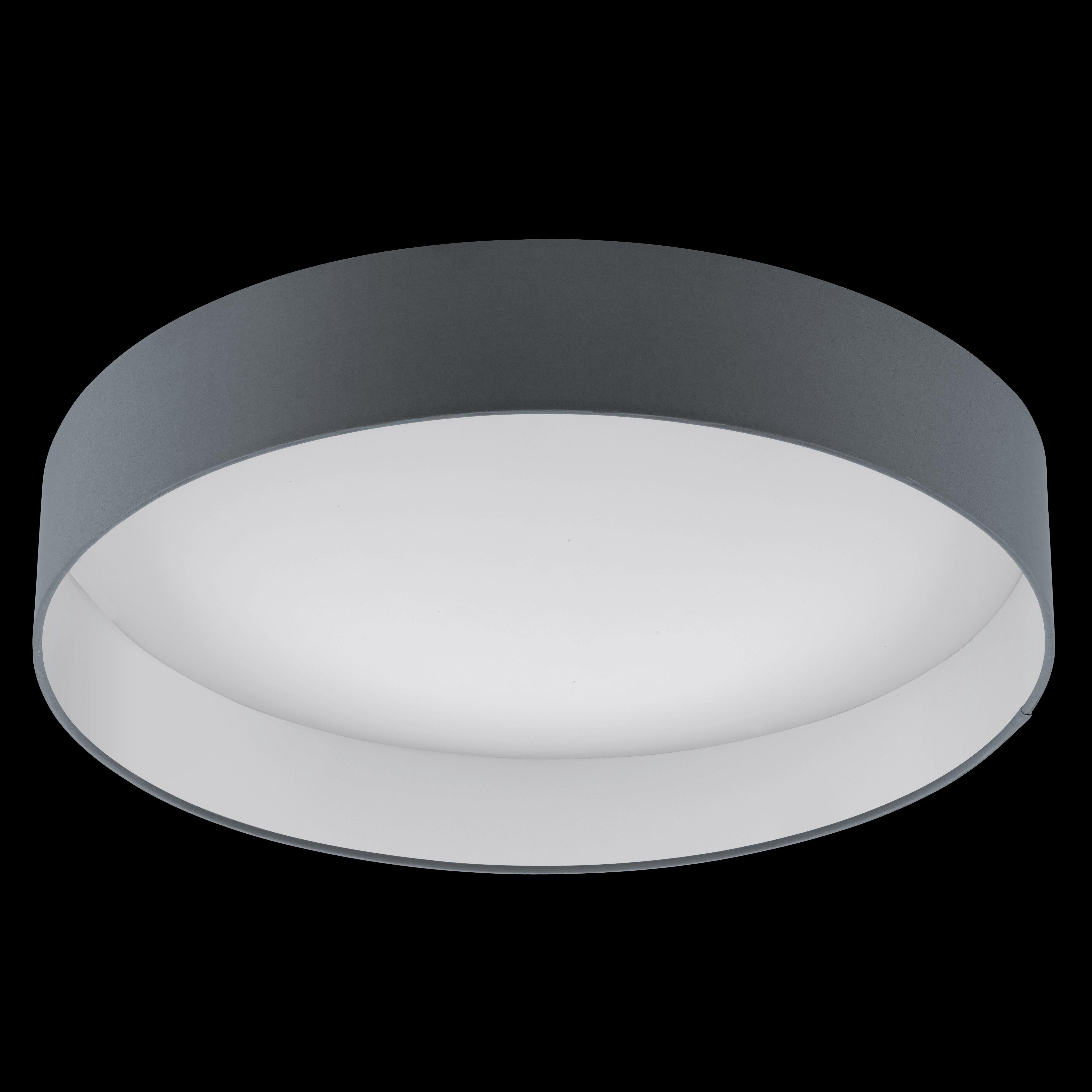 eglo palomaro flush 50cm grey led drum ceiling shade living room close up
