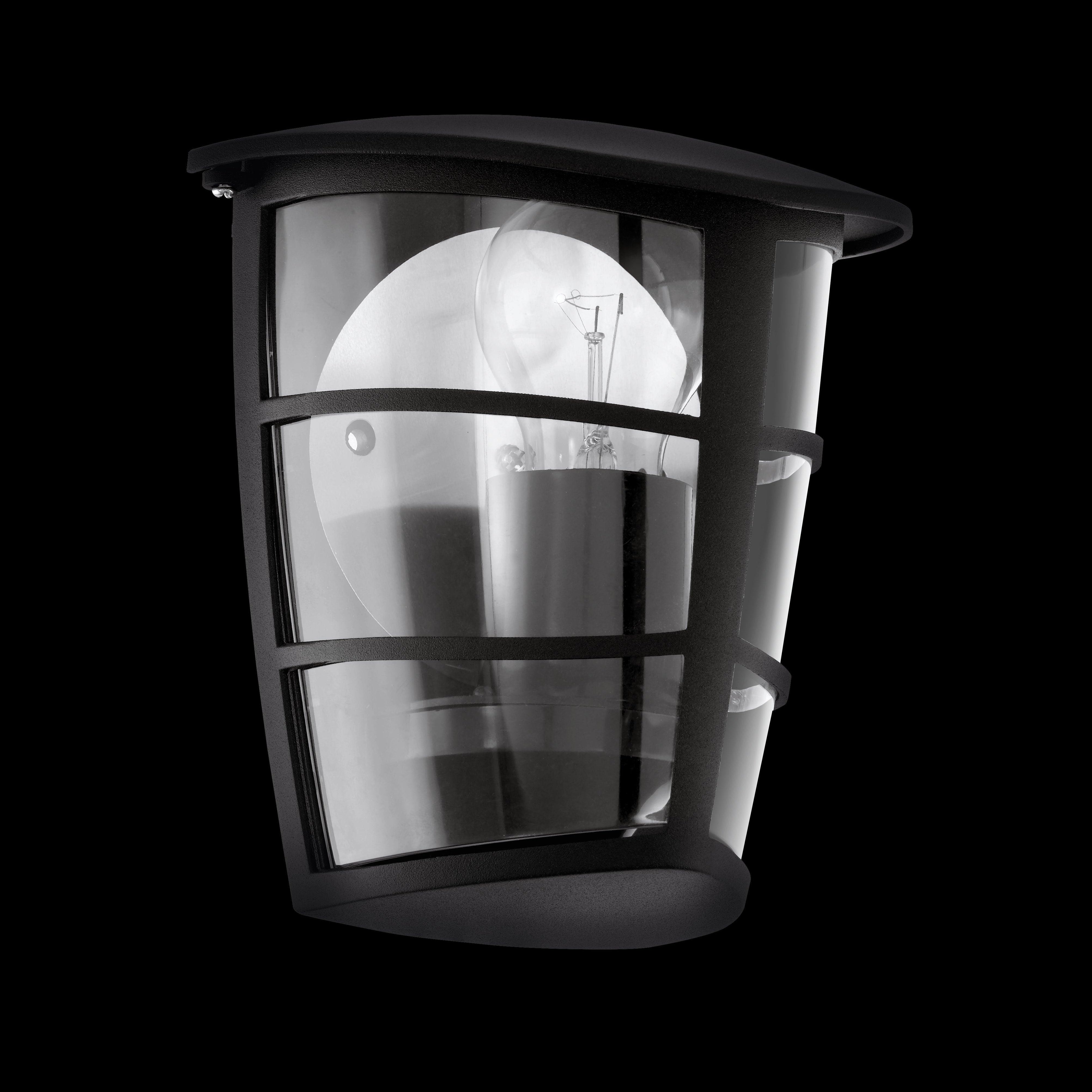 eglo aloria ip44 black lantern outdoor wall light living room image