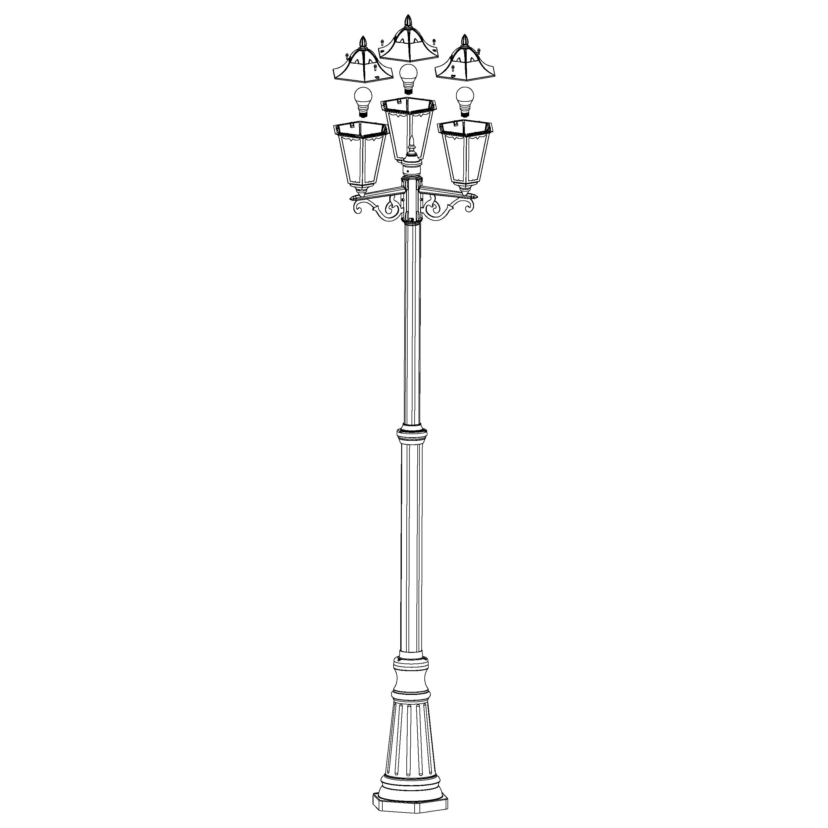 eglo navedo 3 light white lamp post pathway outdoor ip44 Hallway Lighting Close up