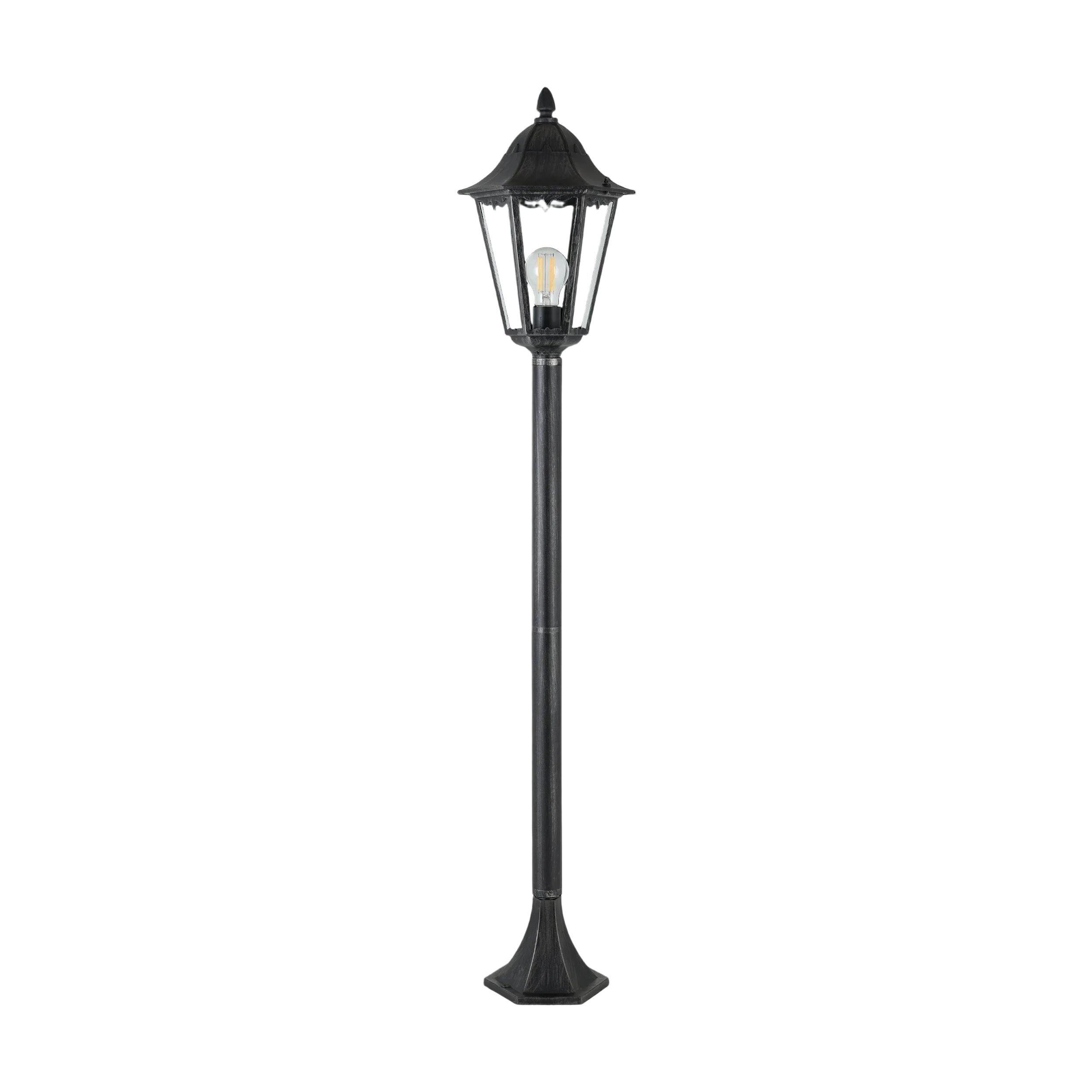 eglo navedo black silver bollard pathway outdoor ip44 light living room image
