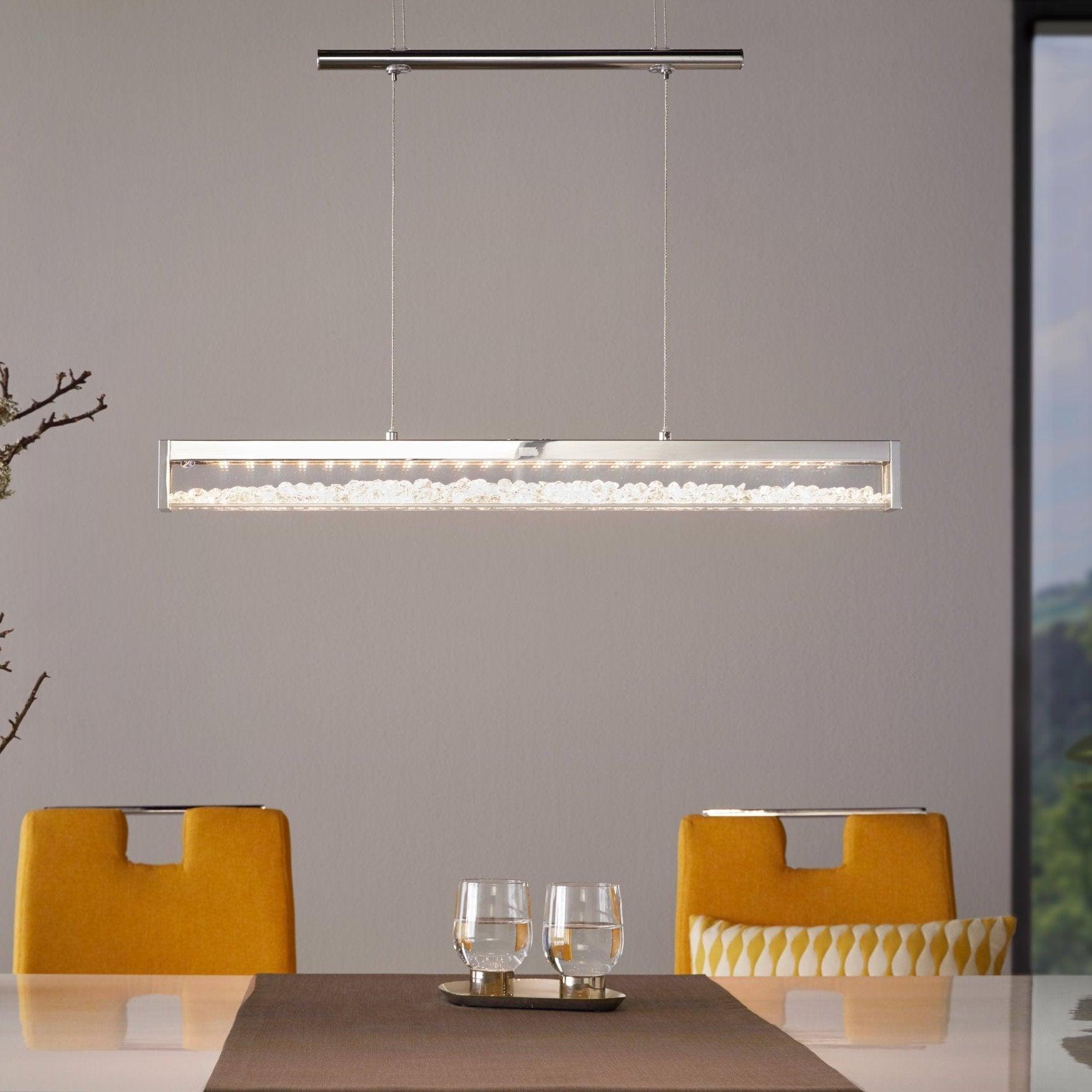 eglo cardito 1 chrome bar led ceiling pendant clear glass crystals