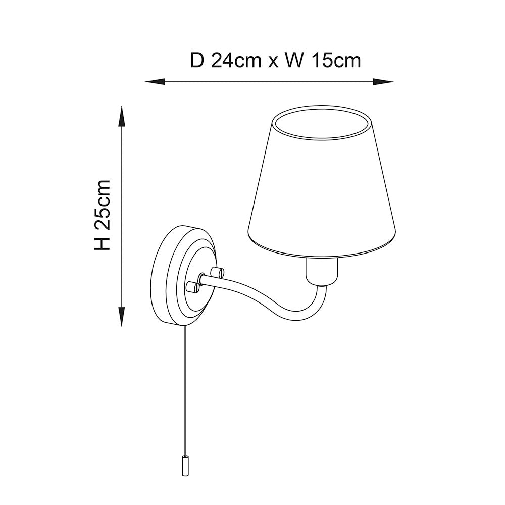 Conway Chrome Pull Cord Bathroom Wall Light with Beige Shade-warehouse-180926