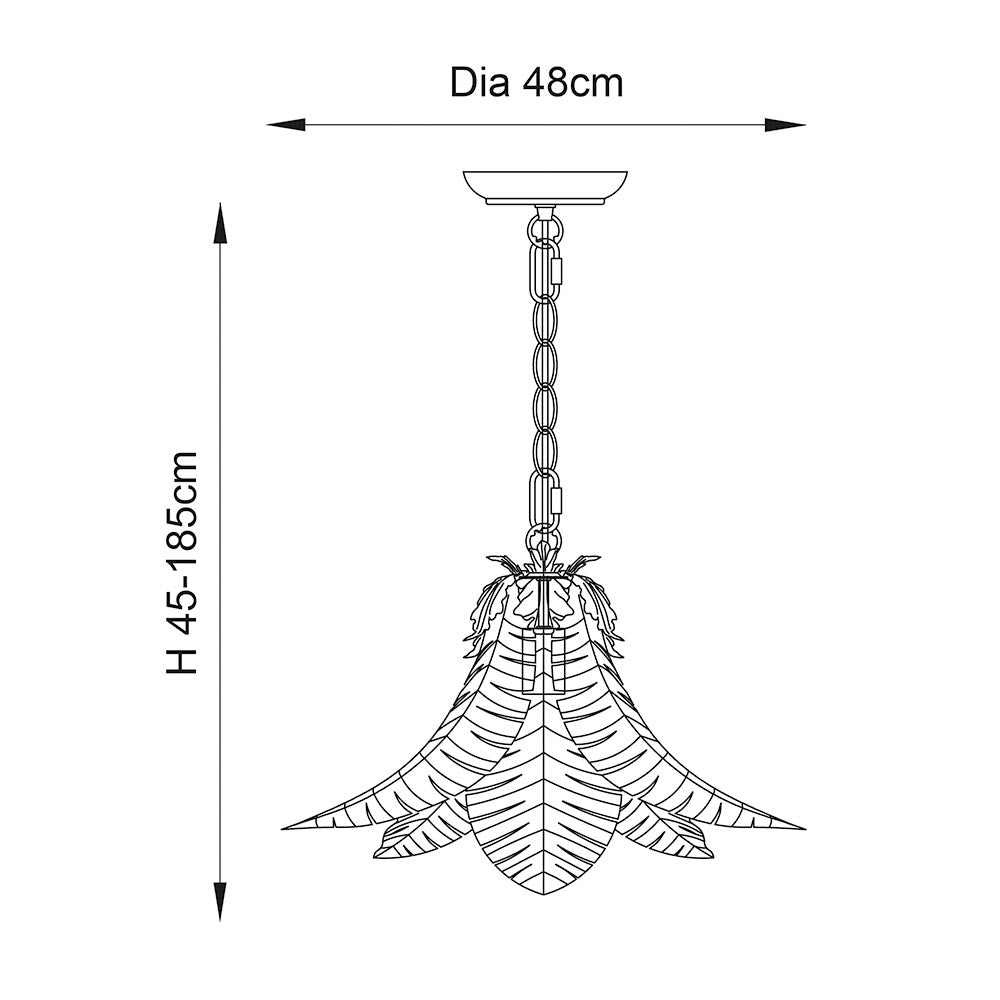 Coppice Distressed Gold Palm Leaves Ceiling Pendant