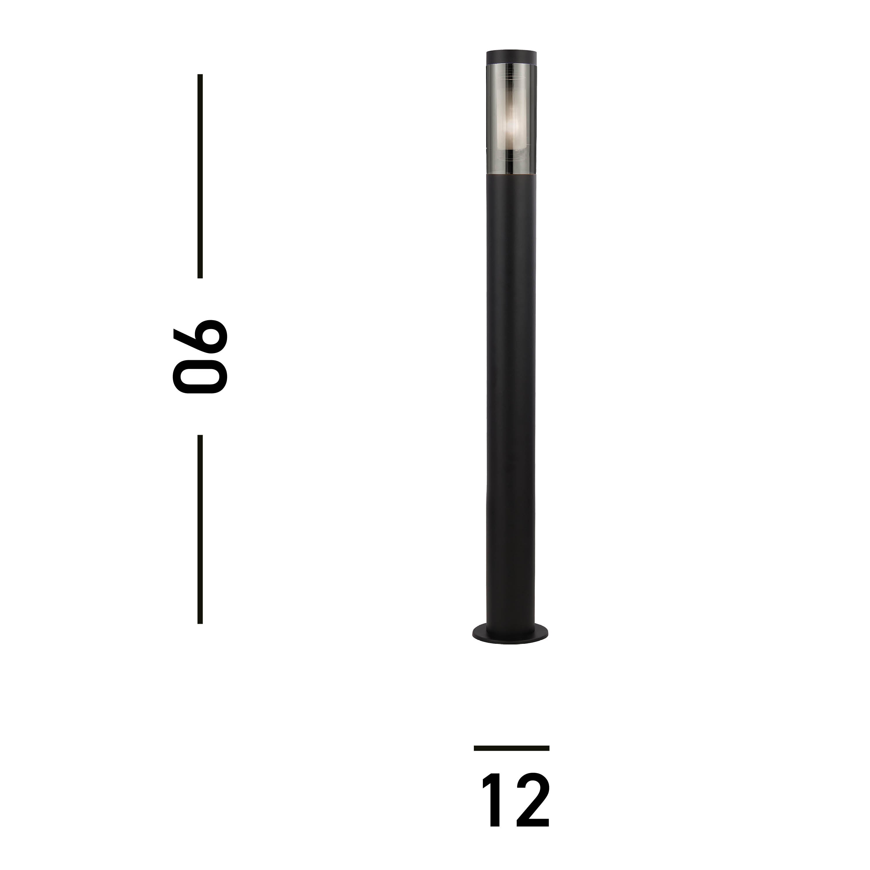 Searchlight Batton Black Outdoor Bollard 90cm-WAREHOUSE-40-250626