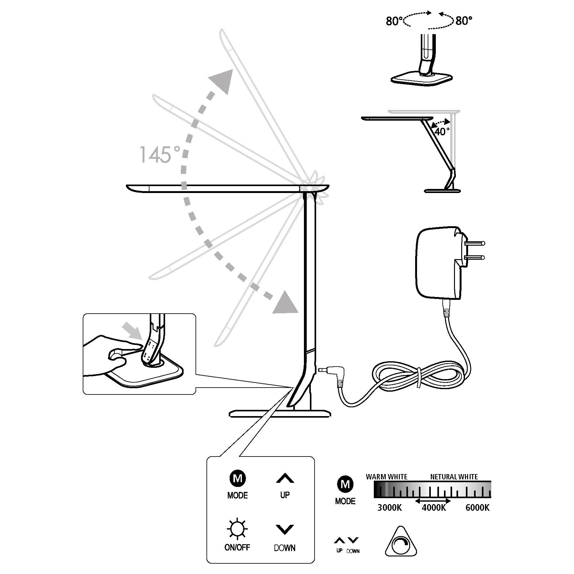 eglo sellano black white led desk lamp bedroom lighting