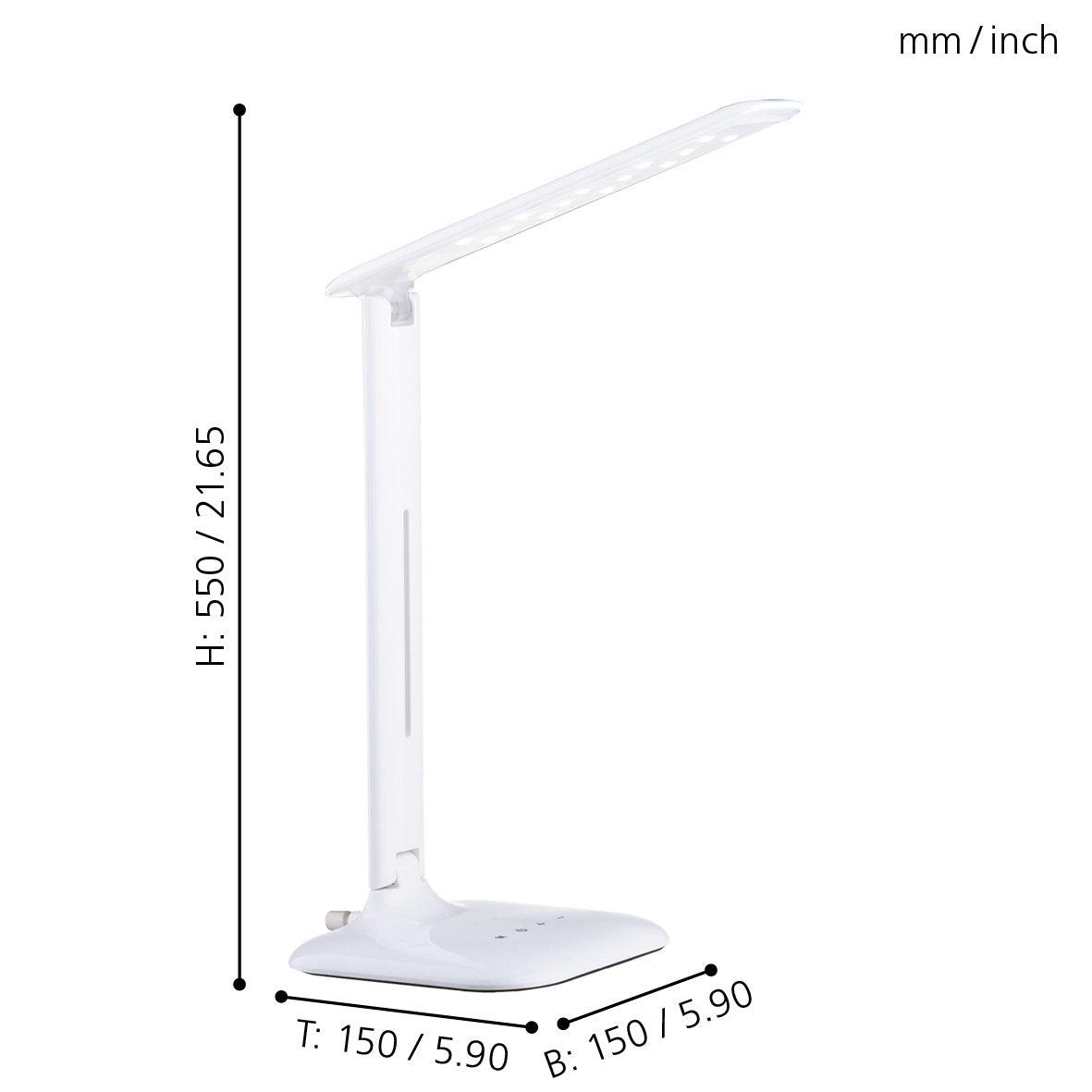 eglo caupo white metal led desk lamp living room close up