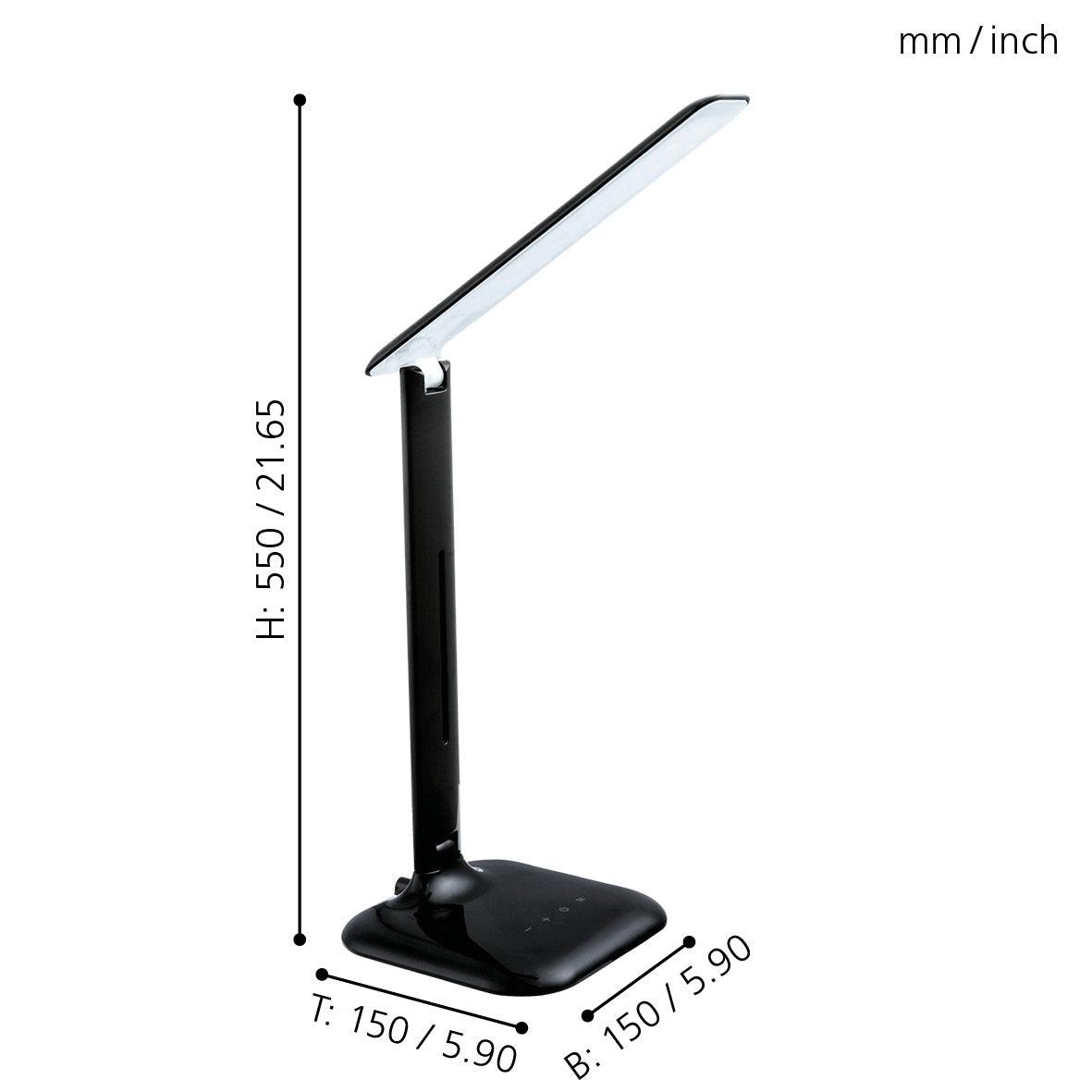 eglo caupo black metal led desk lamp living room close up