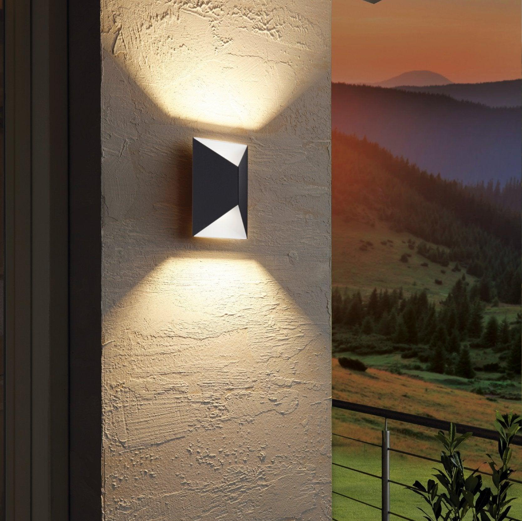 eglo predazzo black ip44 grey led outdoor wall light