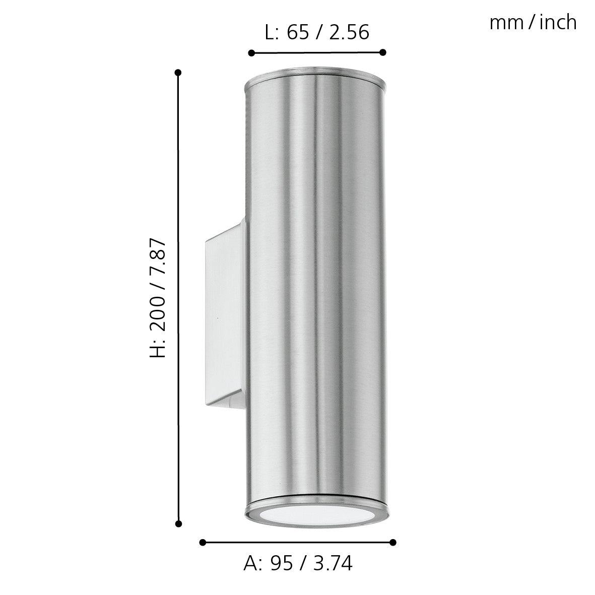 eglo riga stainless steel ip44 up down wall light kitchen lighting