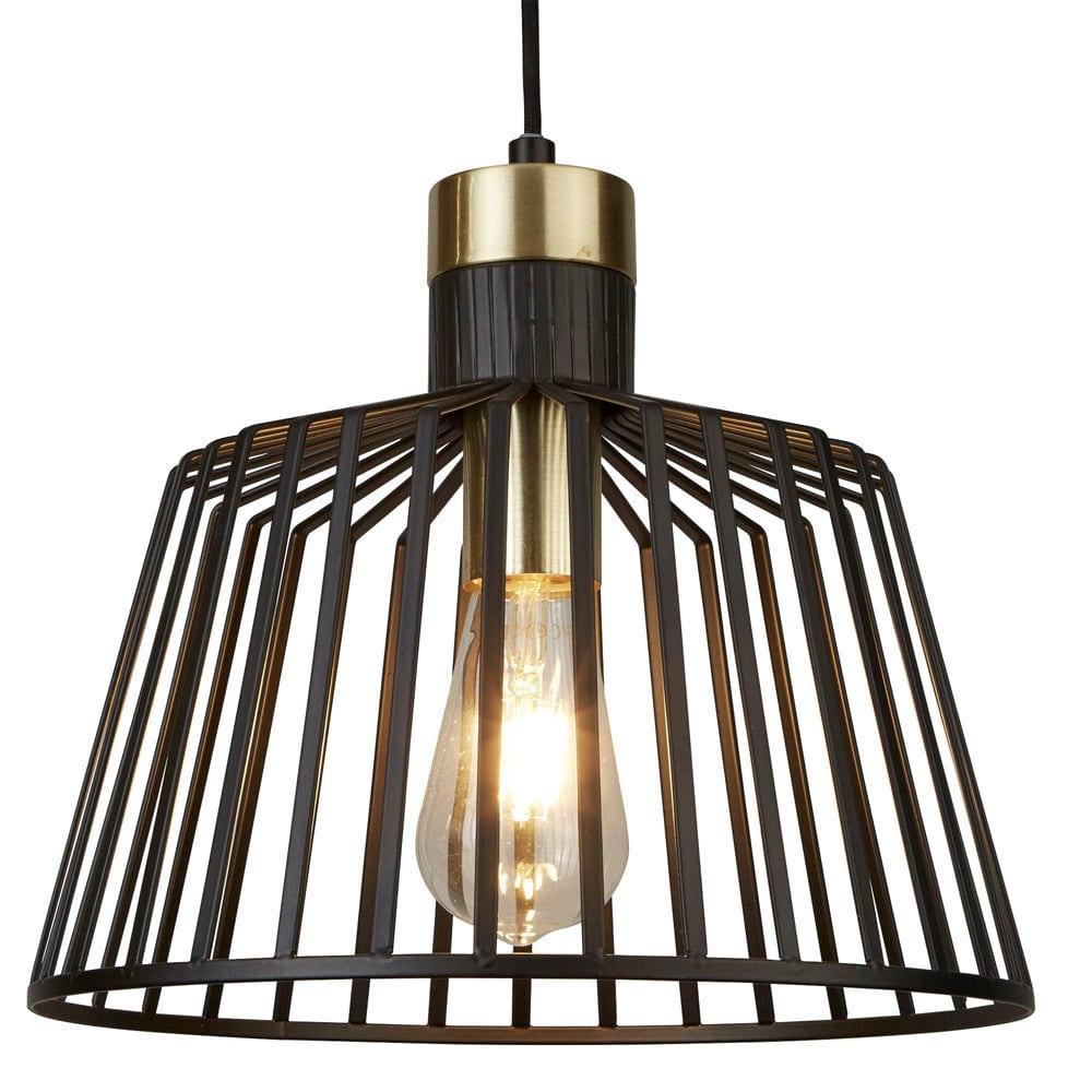Bird Cage 1 Light Black & Gold Ceiling Pendant - 30cm-WAREHOUSE-40-250626