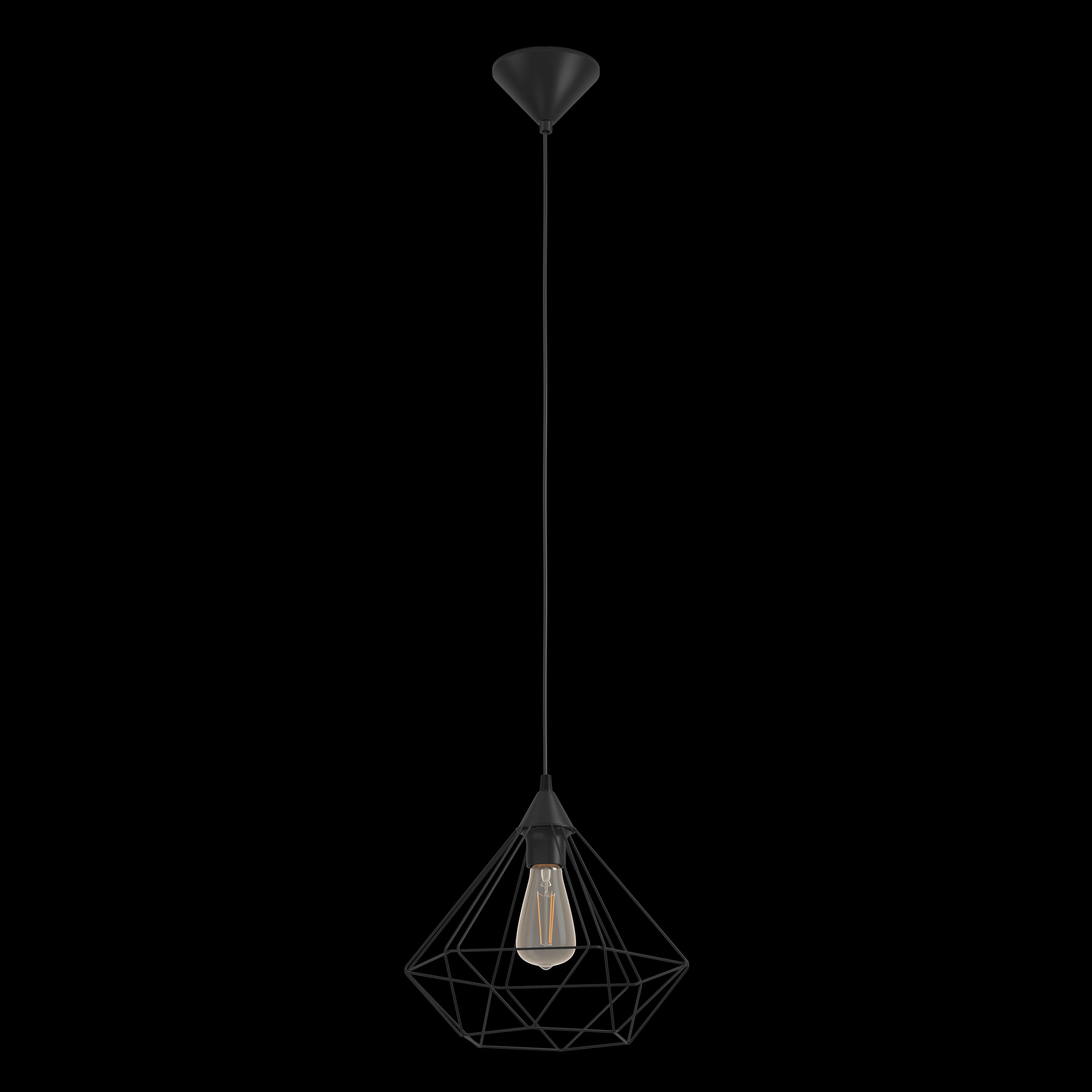 eglo tarbes diamond shaped black metal wire ceiling pendant living room image