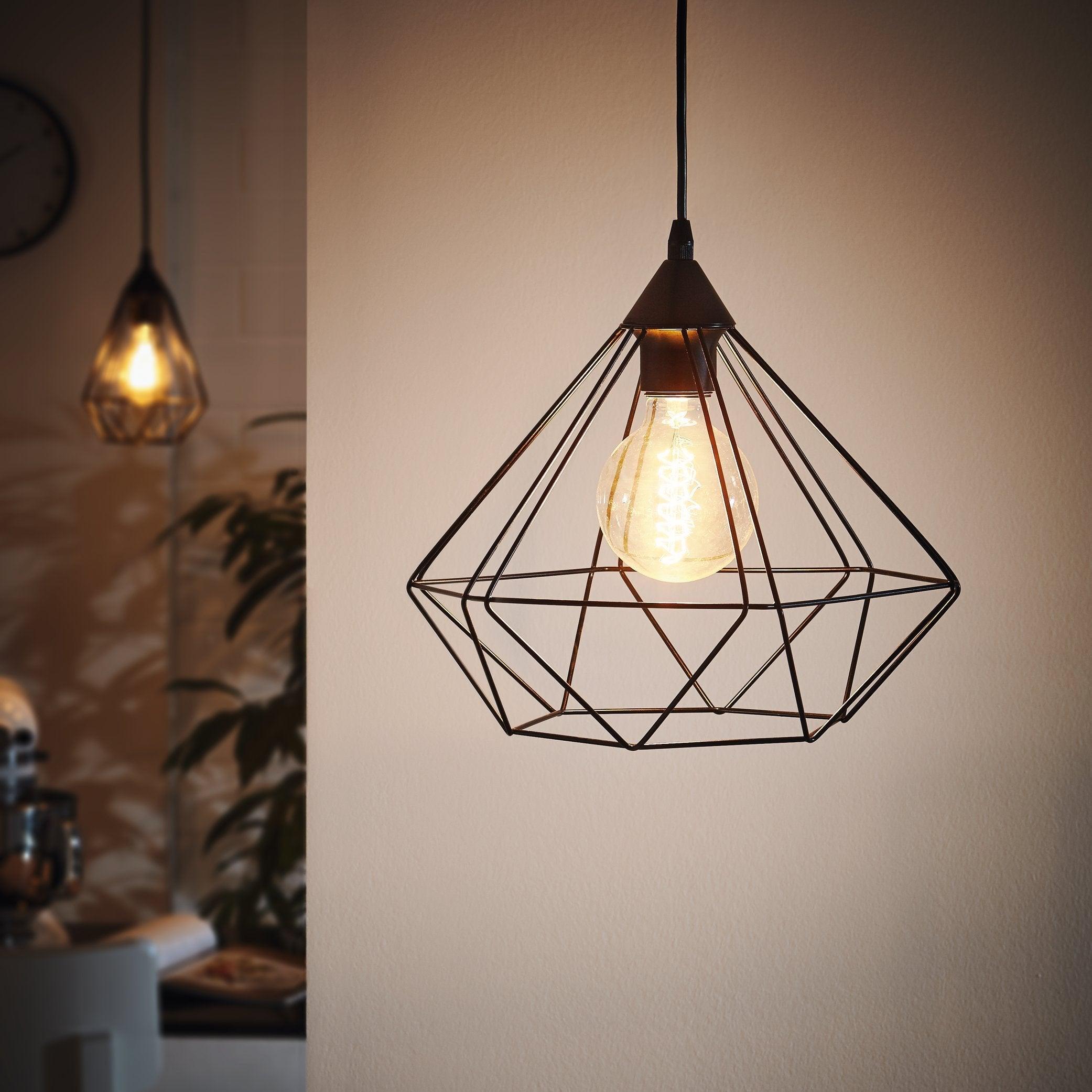 Eglo Tarbes Diamond Shaped Black Metal Wire Ceiling Pendant-warehouse-clearance-020426