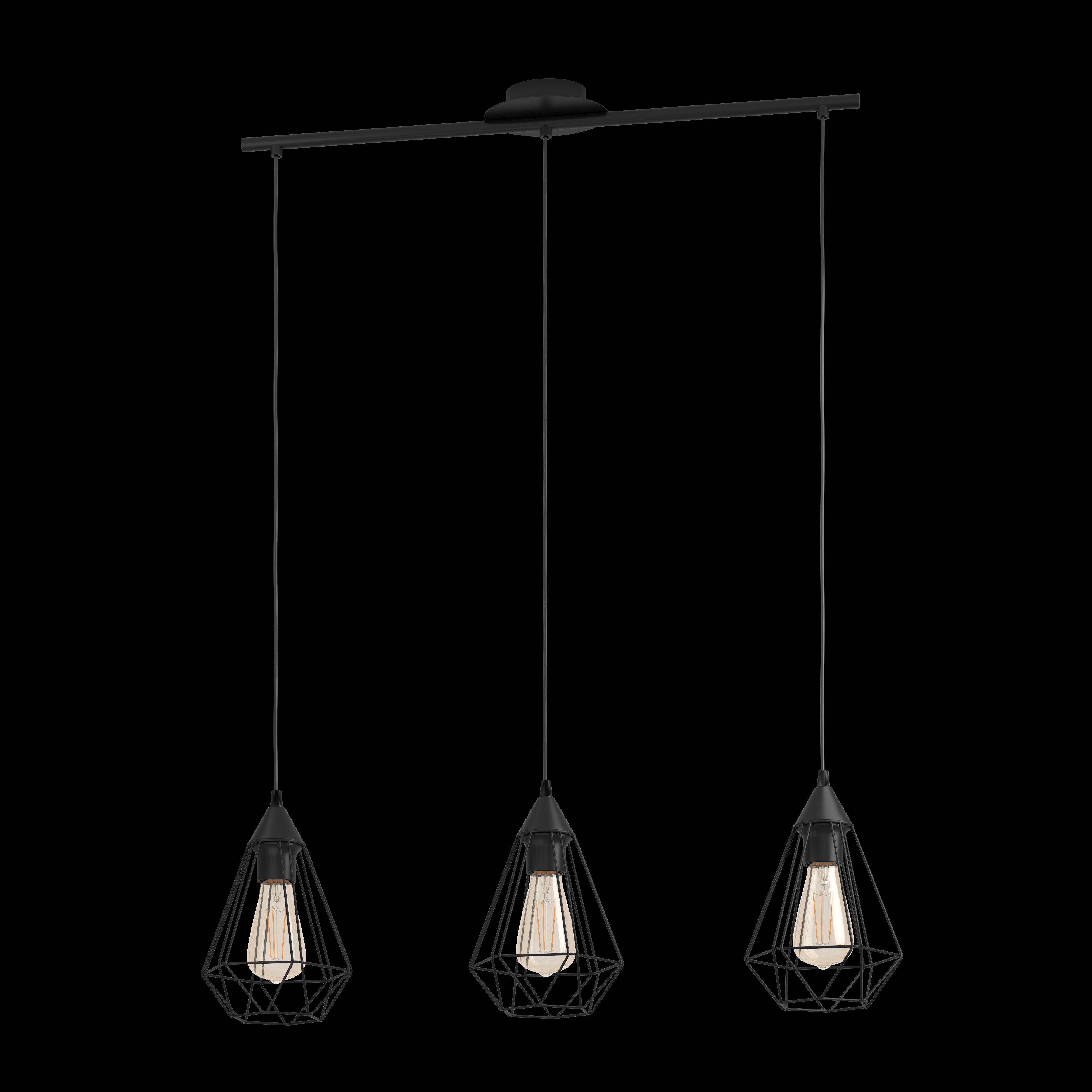 eglo tarbes 3 light black metal wire shaded bar pendant living room image