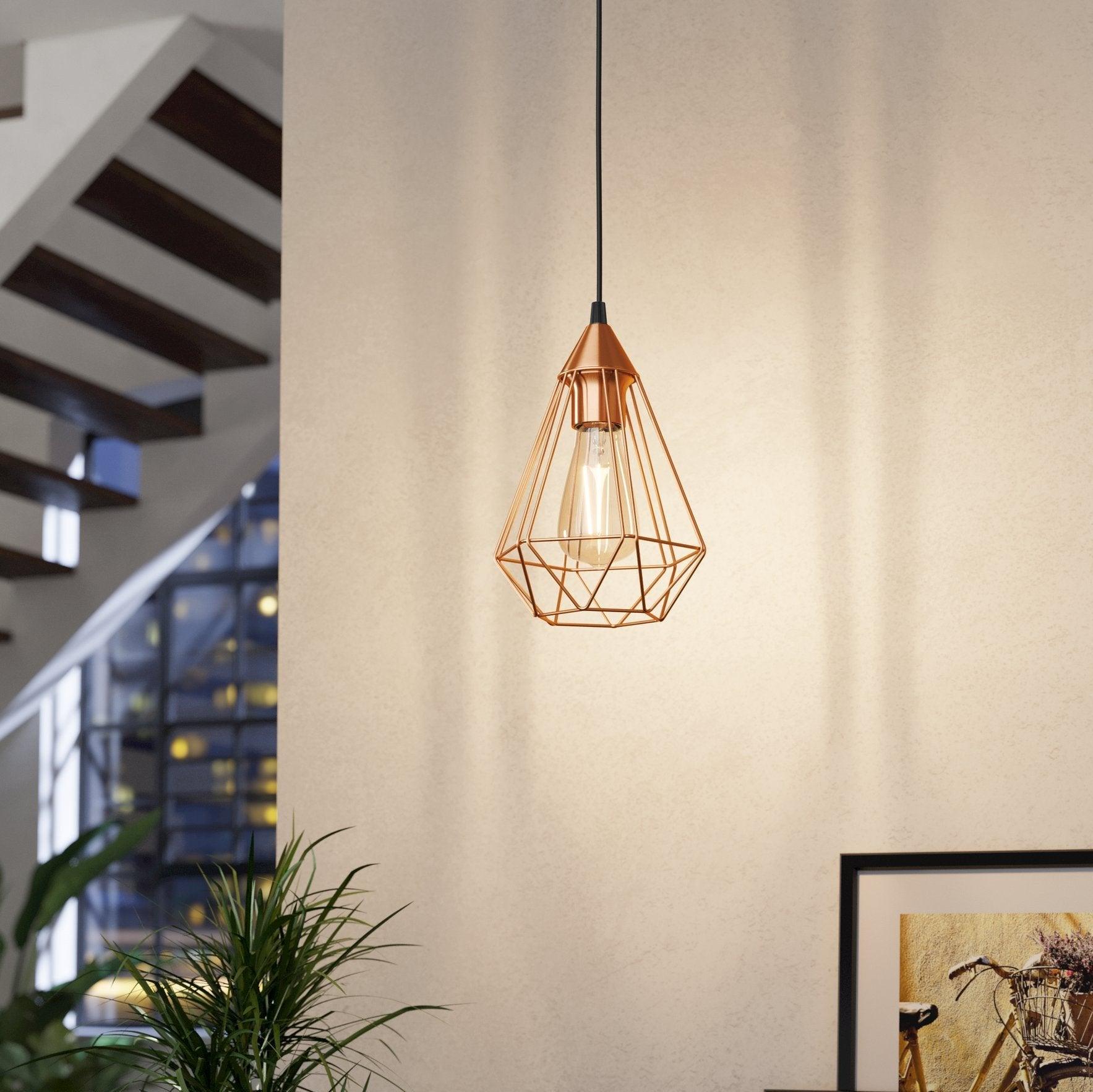 eglo tarbes copper wire shade ceiling pendant