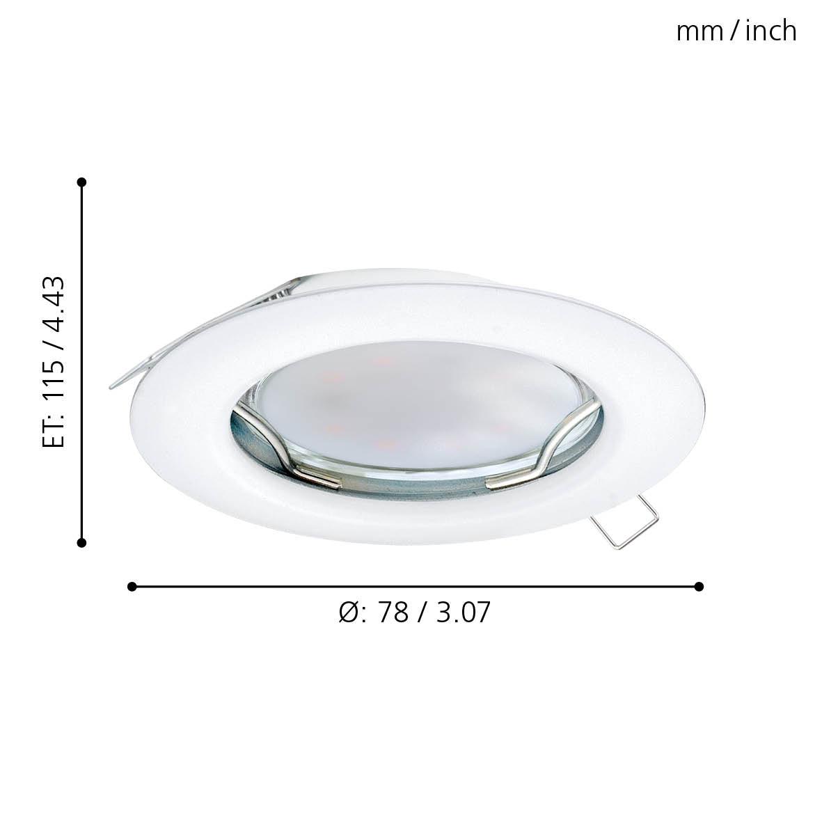 eglo peneto set of 3 white recessed downlights 7 8cm kitchen lighting