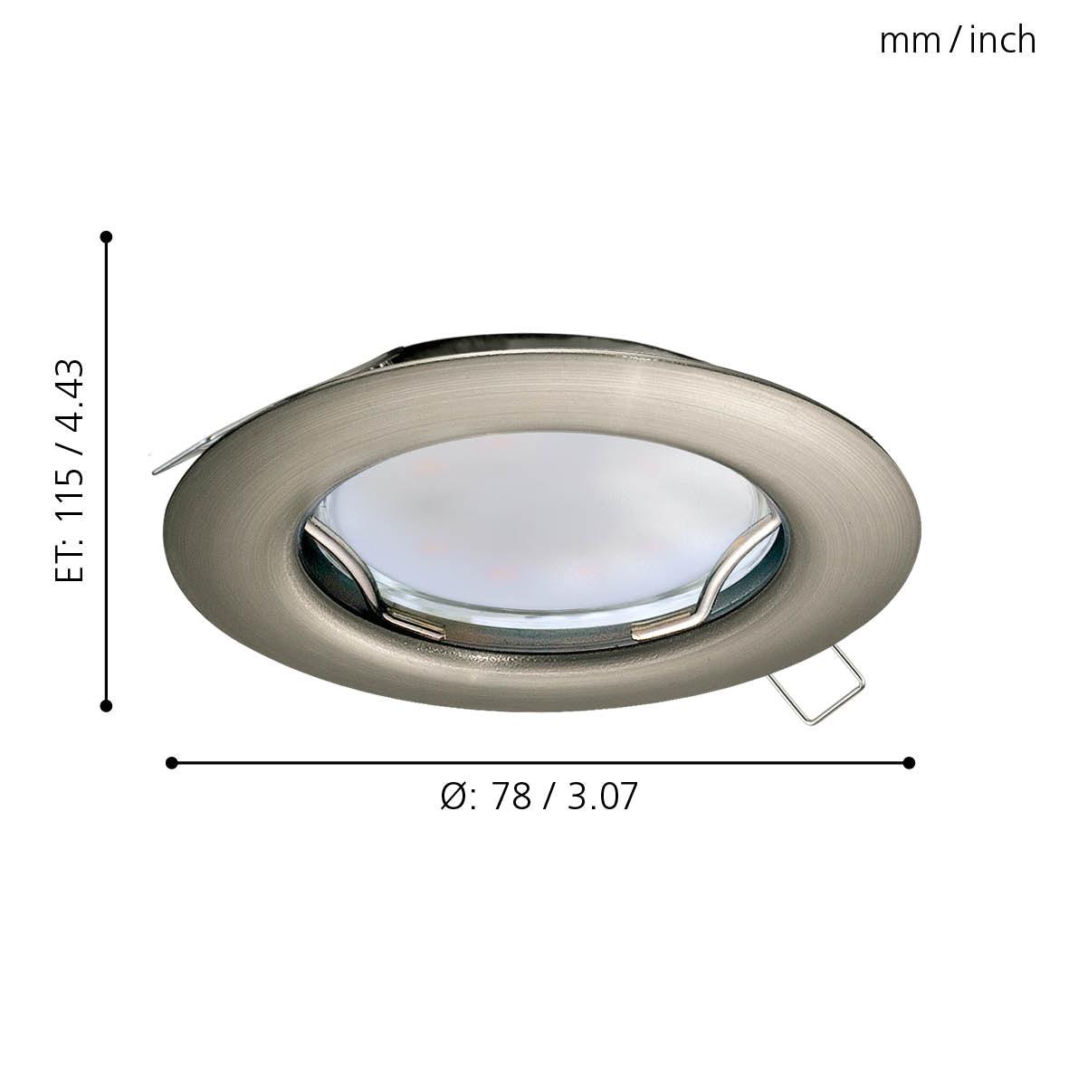 eglo peneto set of 3 nickel recessed downlights 7 8cm kitchen lighting