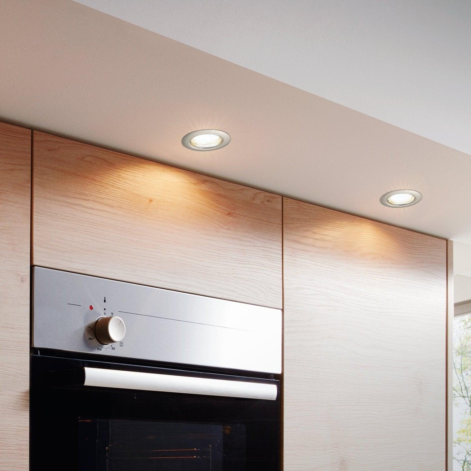 eglo peneto set of 3 nickel recessed downlights 7 8cm living room image
