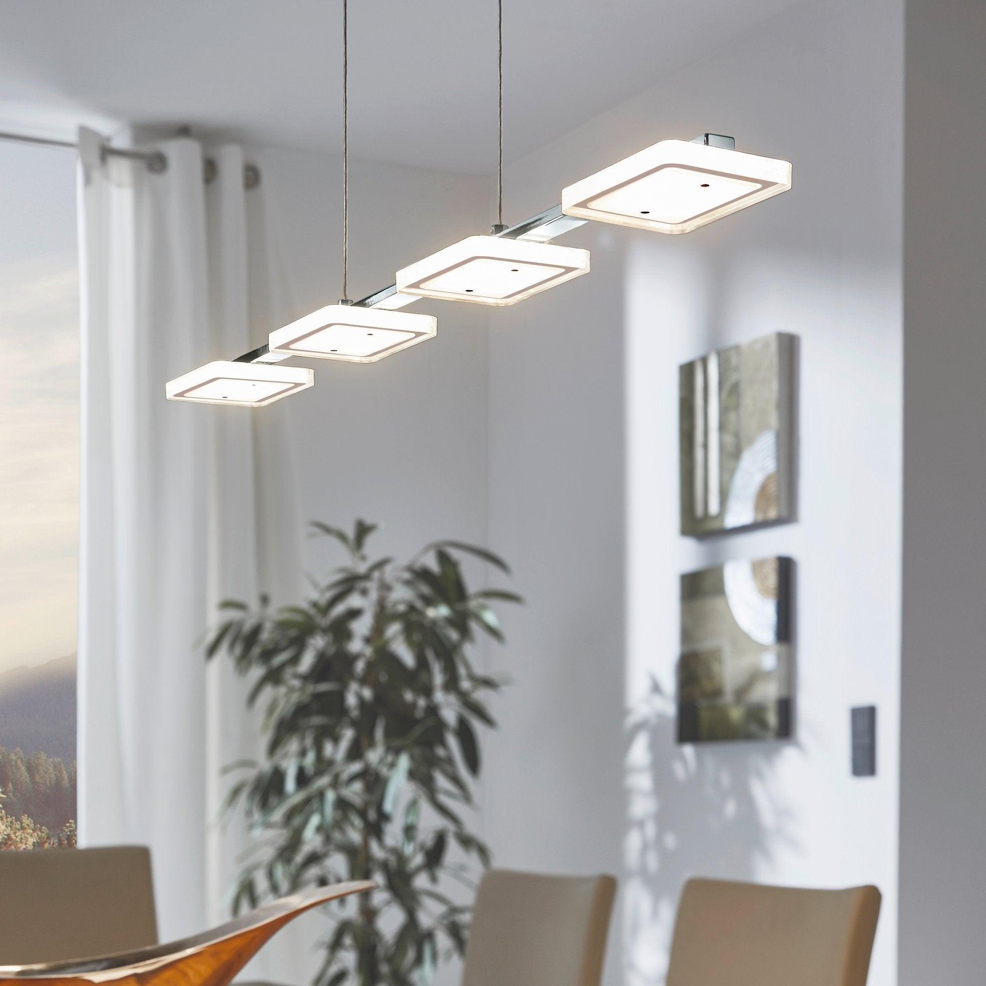 eglo cartama led chrome 4 square light ceiling pendant