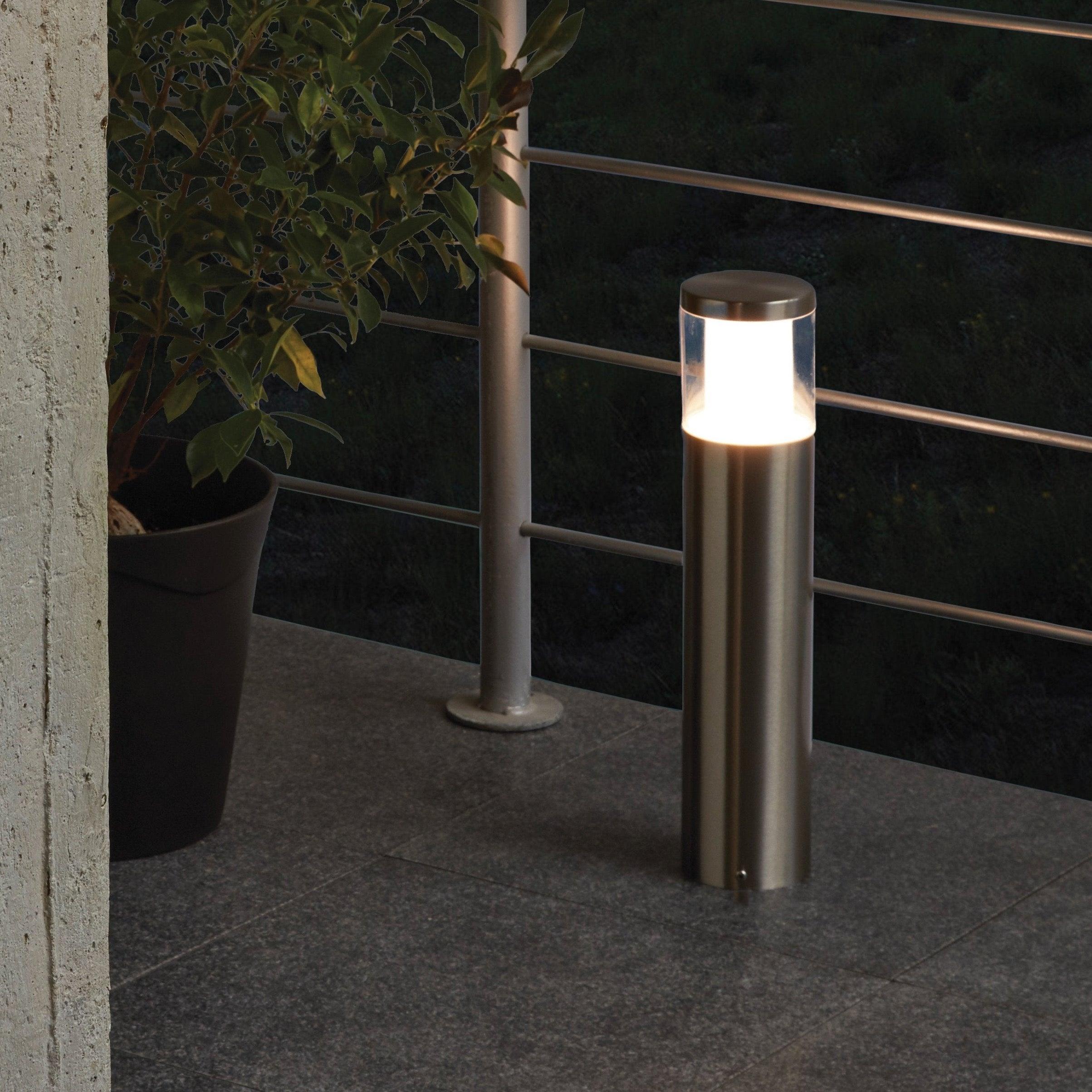 eglo basalgo 1 silver led ip44 outdoor bollard living room image