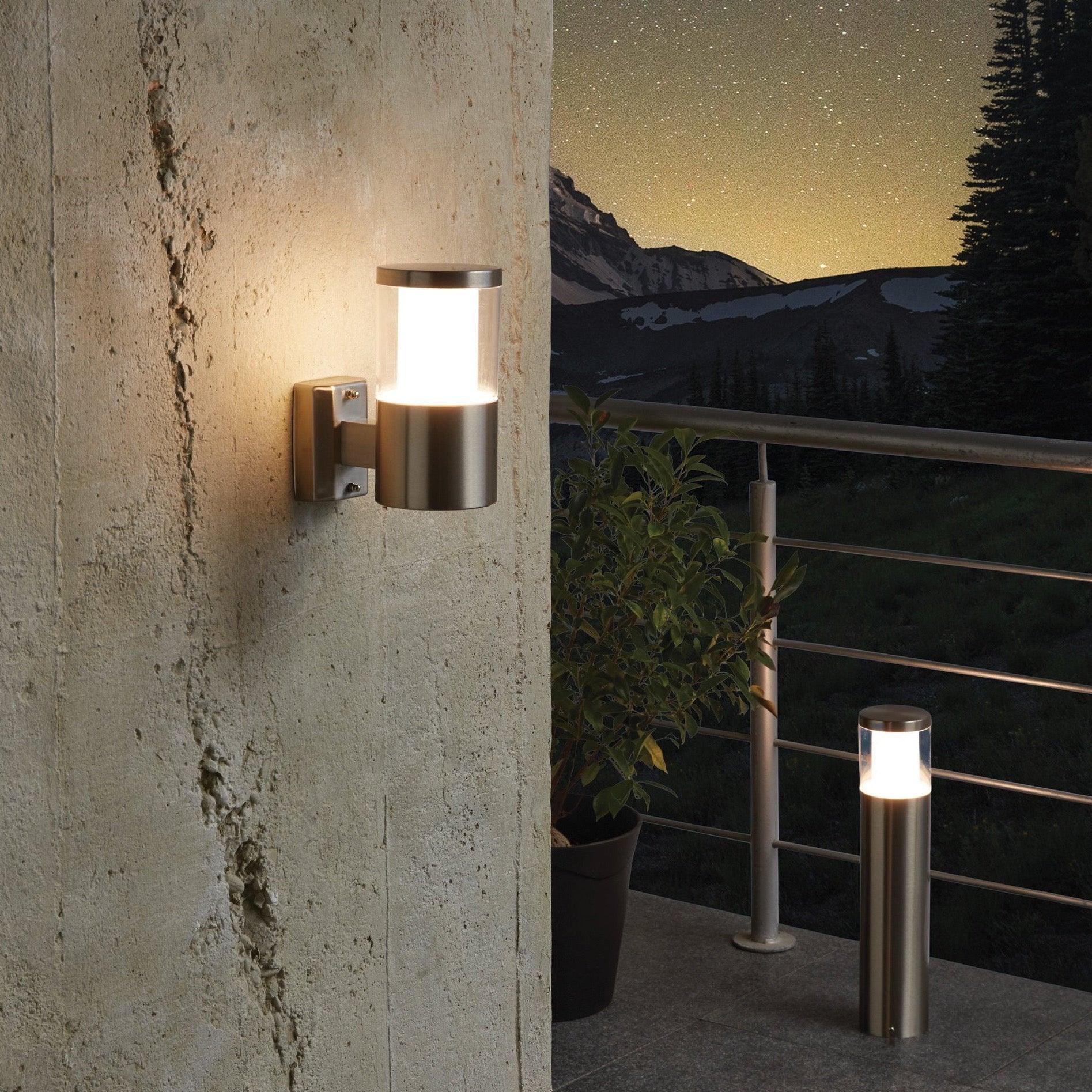 eglo basalgo 1 silver led ip44 outdoor bollard
