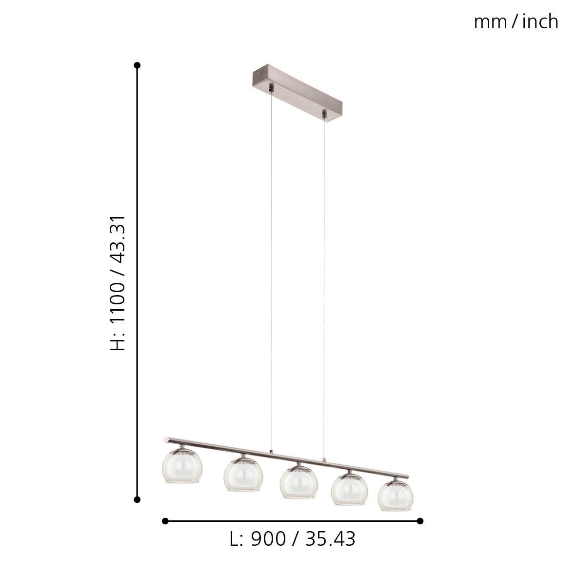 eglo romagnese led nickel ceiling pendant 5 glass shades kitchen lighting