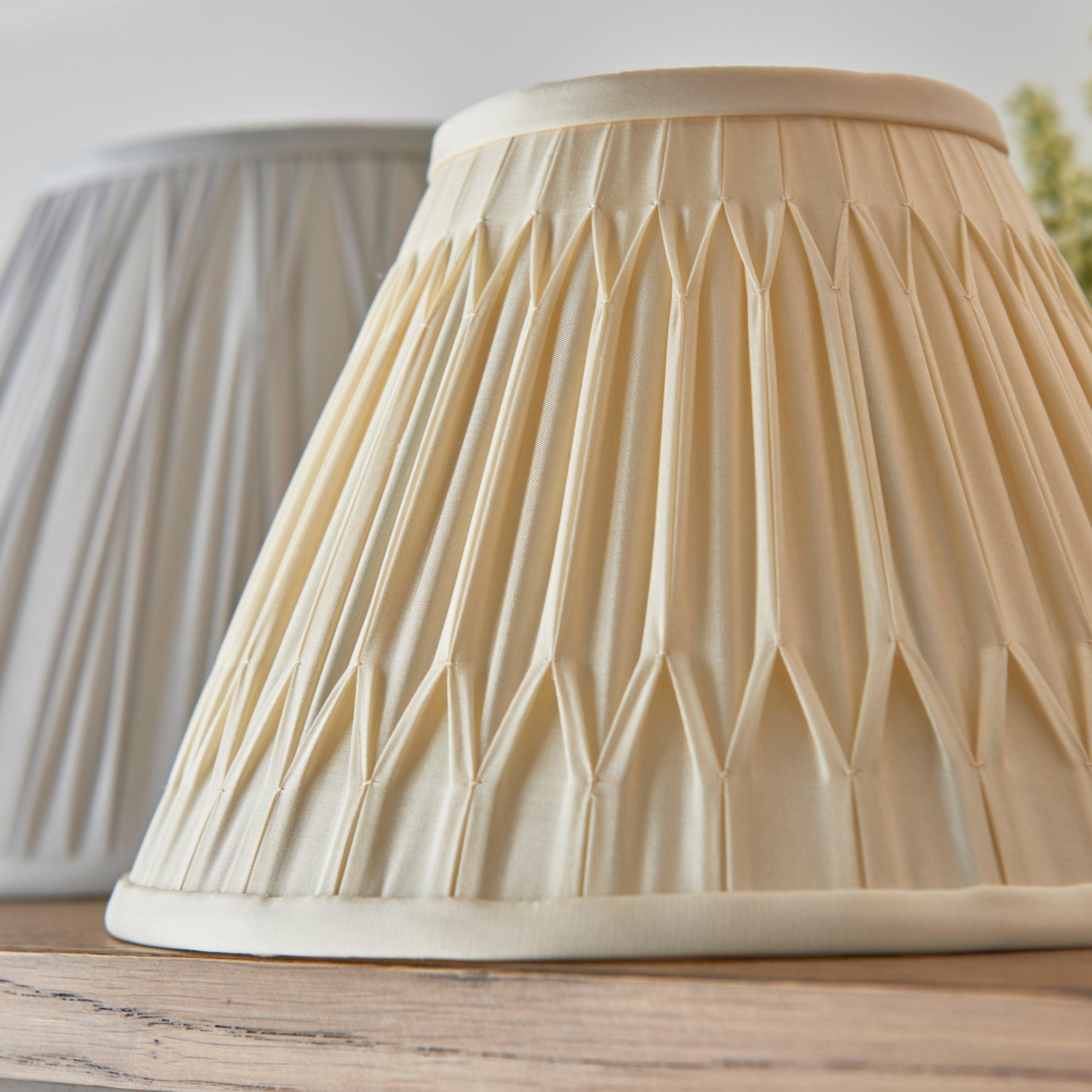 chatsworth 10 double pinch pleat ivory 1lt shade by Endon Lighting Living room close up image