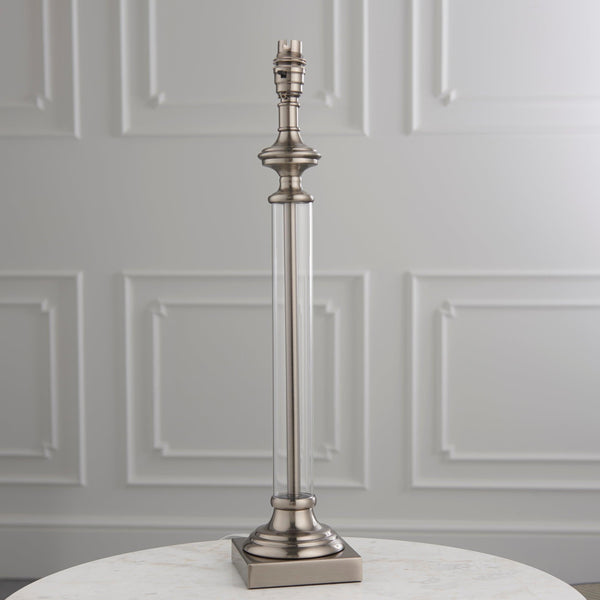 Endon Avebury 1 Light Silver Table Lamp (Base Only)-Endon Lighting-Living-Room-Tiffany Lighting Direct-[image-position]
