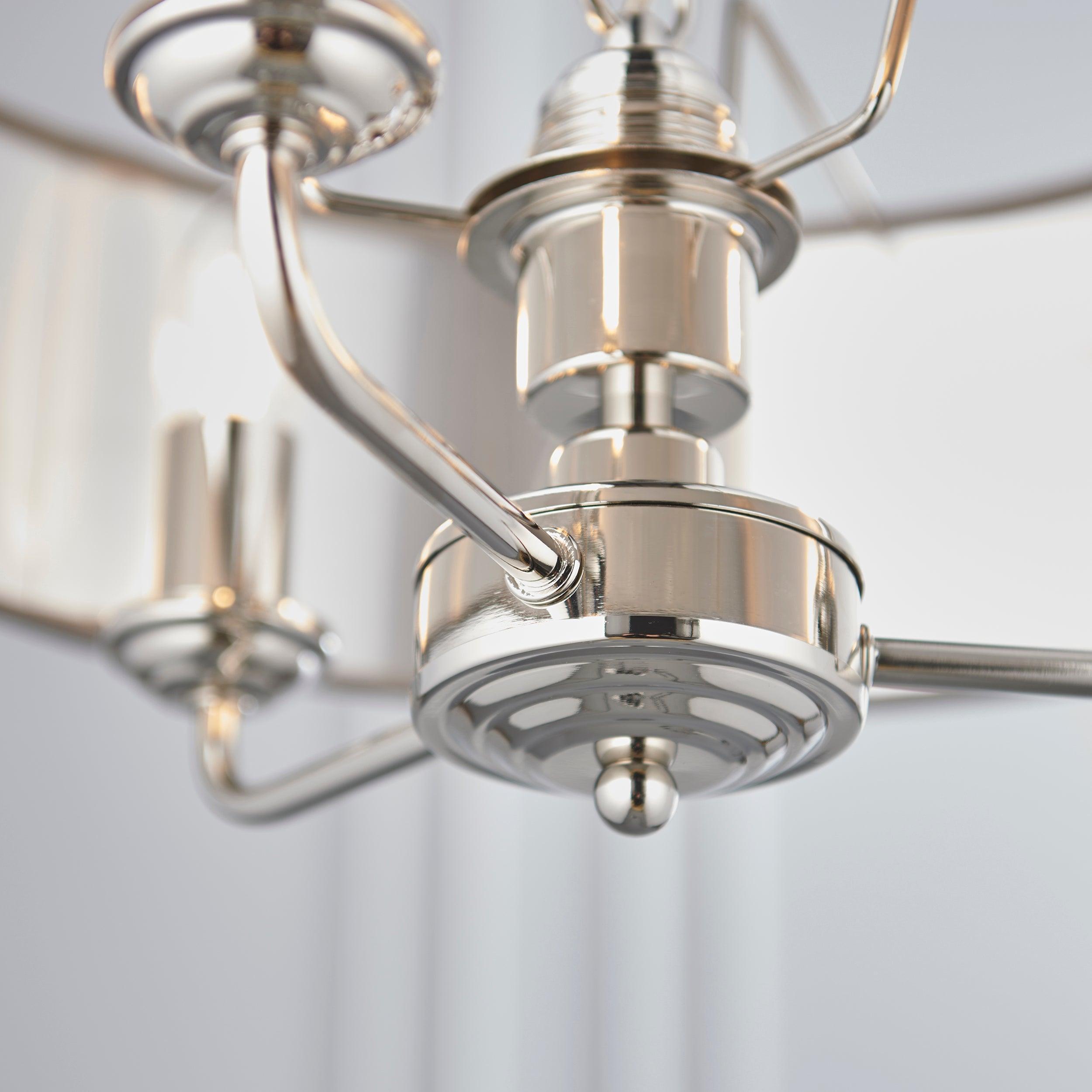 Highclere Bright Nickel & Charcoal Shade 3 Light Pendant-Ceiling Pendant Lights-Endon Lighting hallway lighting photo Tiffany Lighting Direct