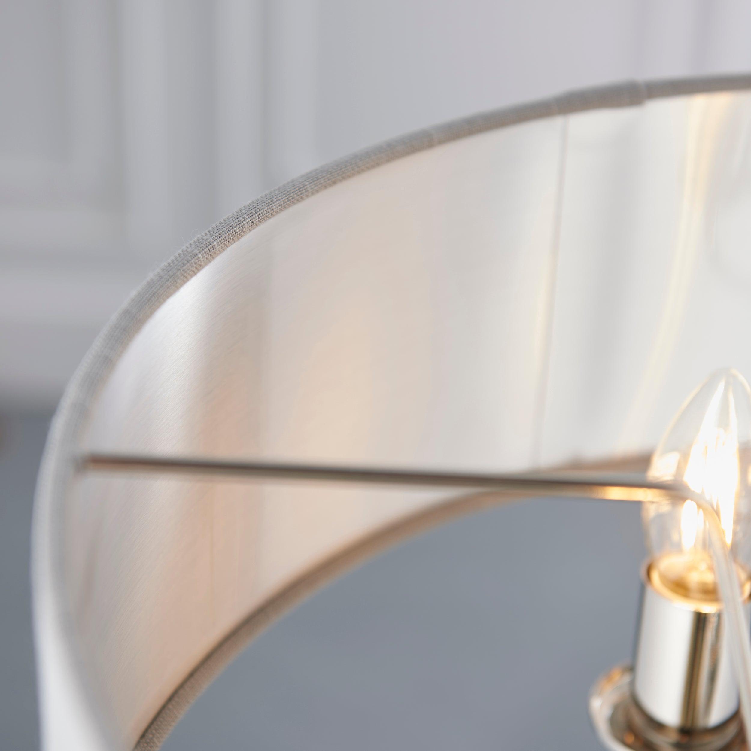 Highclere Bright Nickel & Charcoal Shade 3 Light Pendant-Ceiling Pendant Lights-Endon Lighting Hallway Lighting Family Image Tiffany Lighting Direct