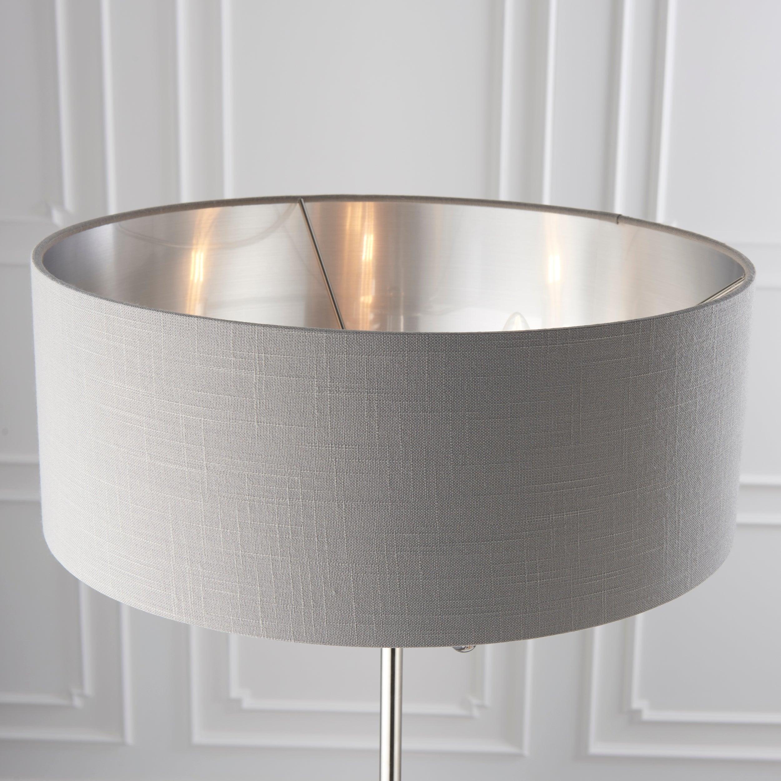 highclere bright nickel floor lamp charcoal shade by Endon Lighting Hallway lights Close Up