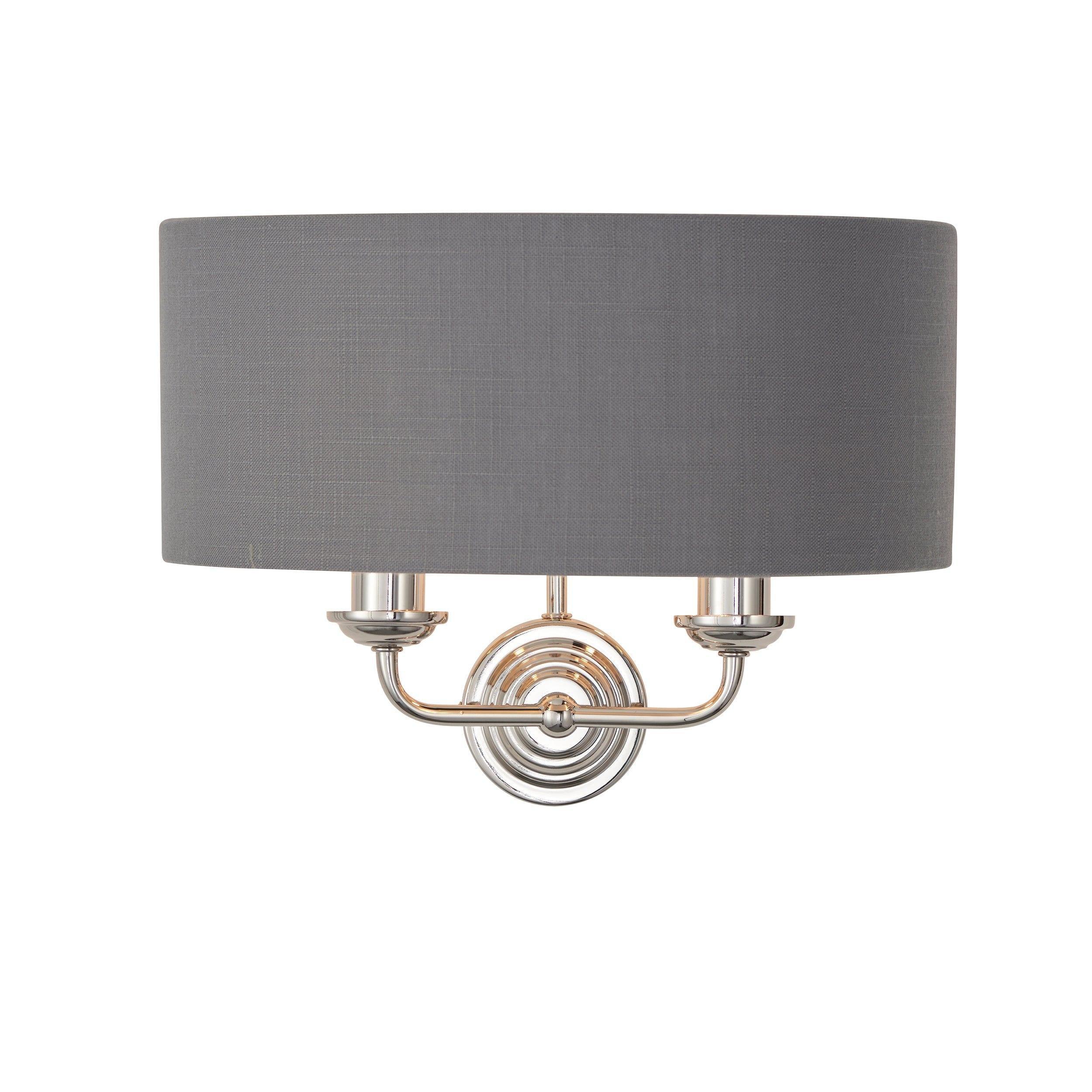 Endon Highclere Bright Nickel Wall Light - Charcoal Shade-OPEN-BOX-310326