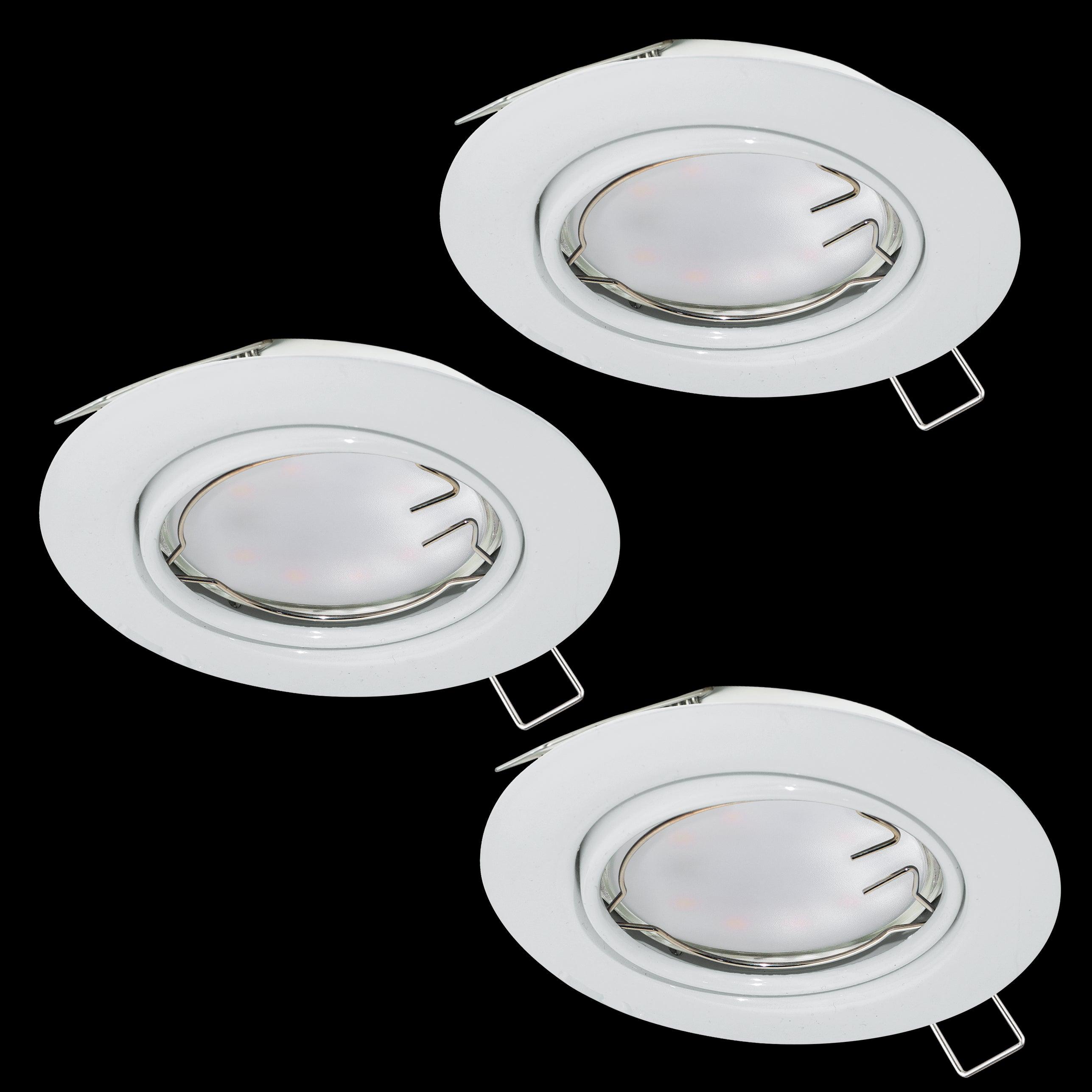 eglo peneto set of 3 white recessed downlights 8 7cm living room image