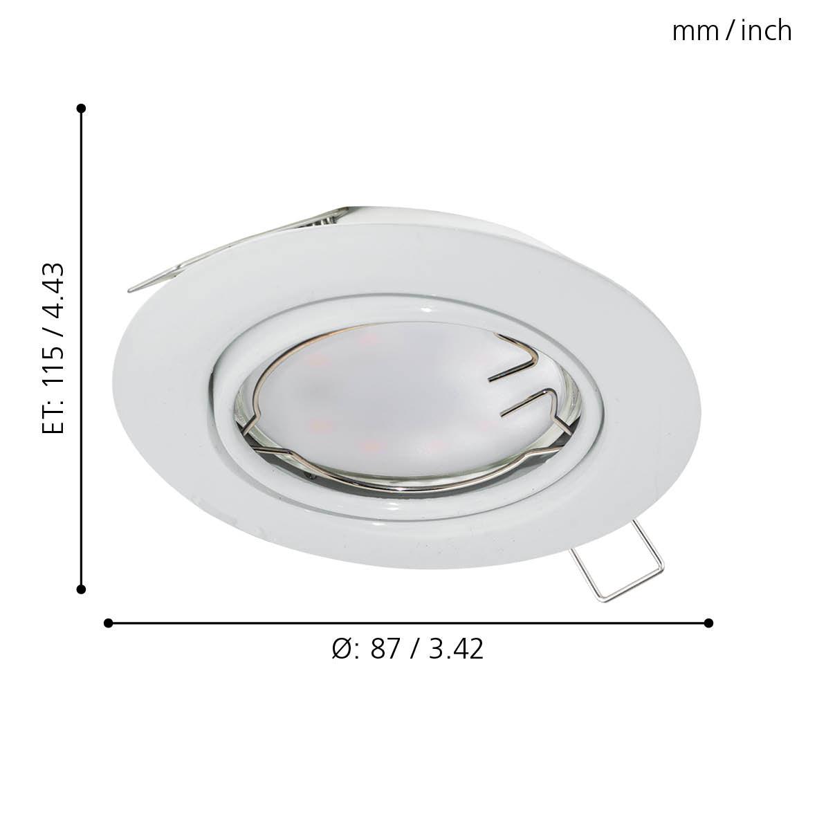 eglo peneto set of 3 white recessed downlights 8 7cm kitchen lighting
