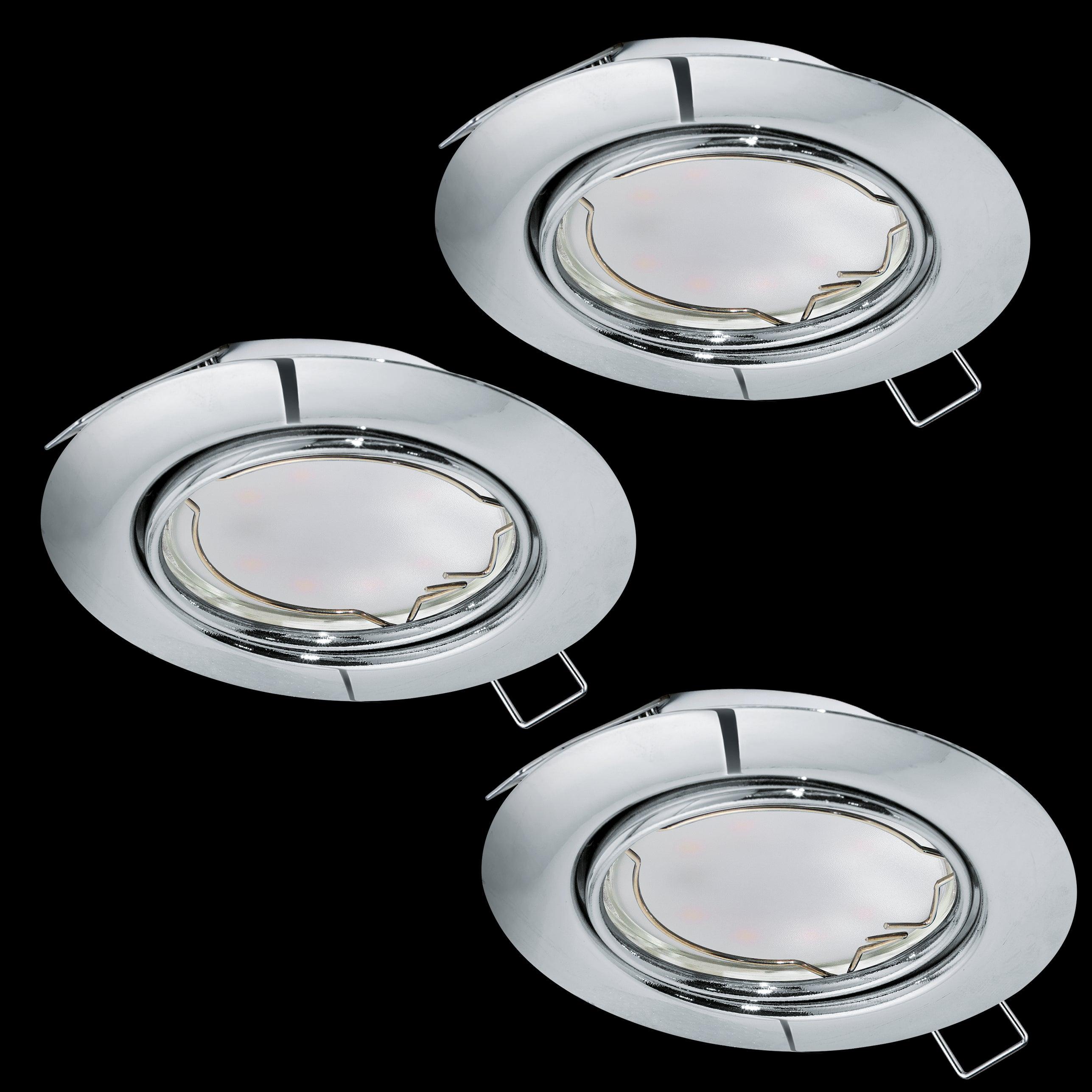 eglo peneto set of 3 chrome recessed downlights 8 7cm living room image