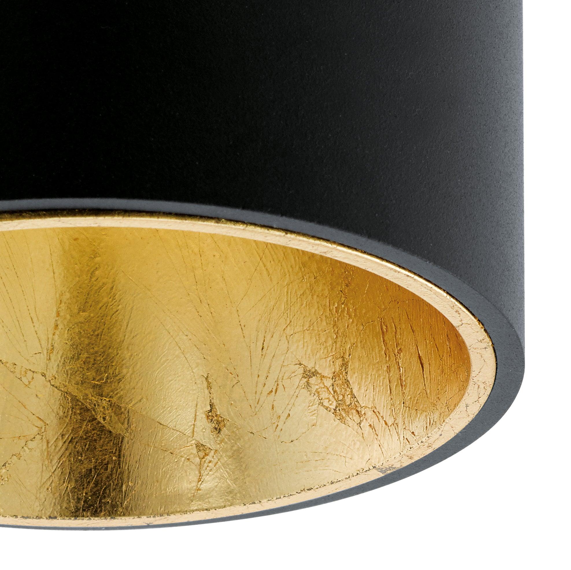 eglo polasso flush led black gold cylinder ceiling light kitchen lighting