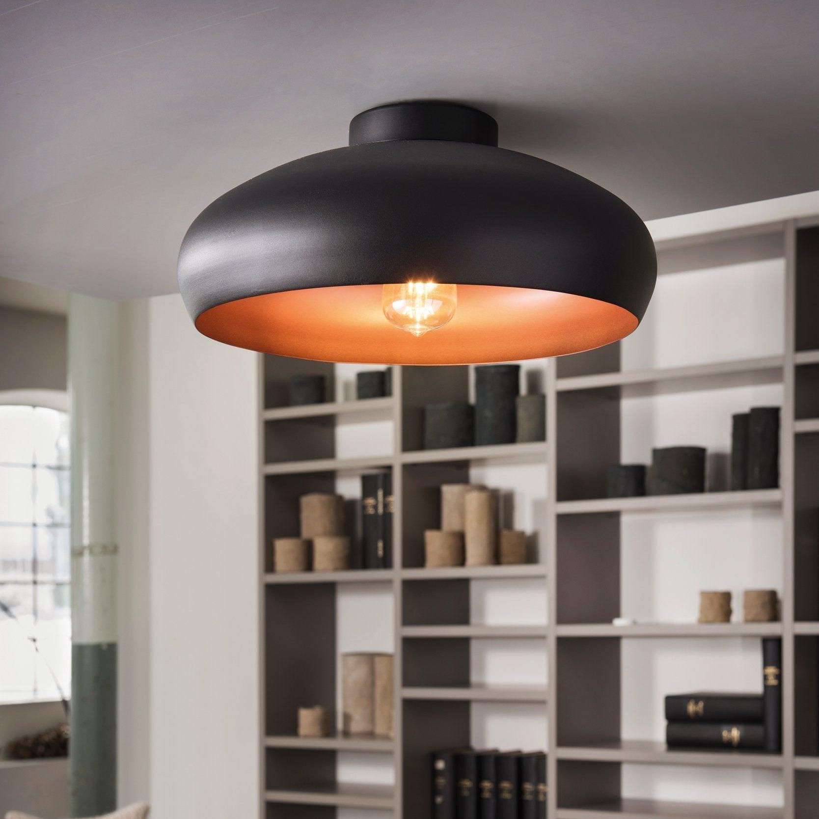 eglo mogano flush black copper ceiling light
