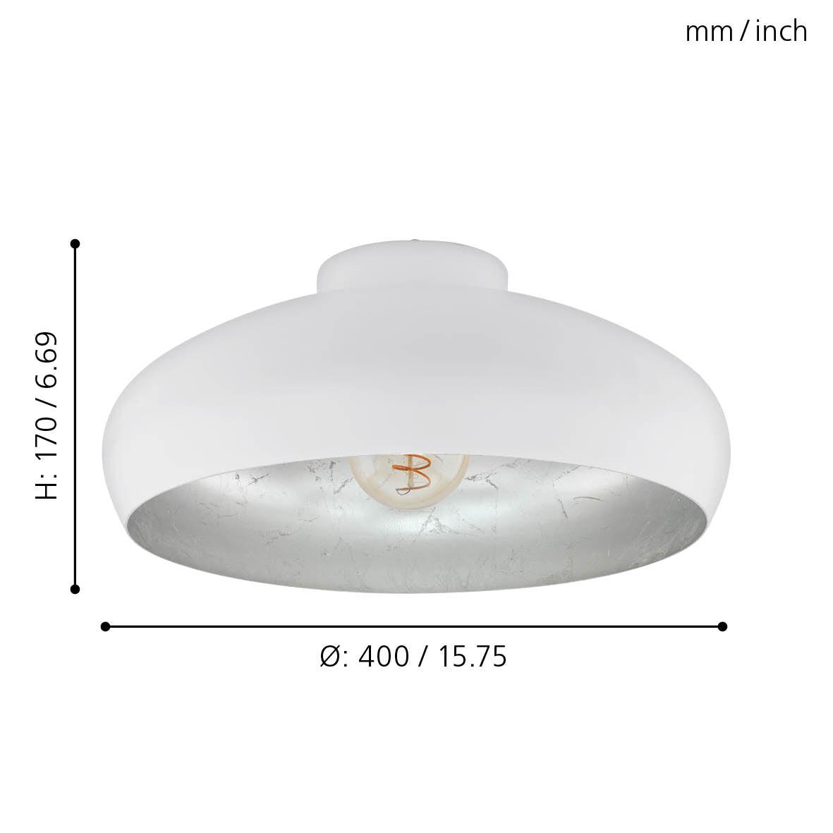 eglo mogano flush white silver ceiling light kitchen lighting