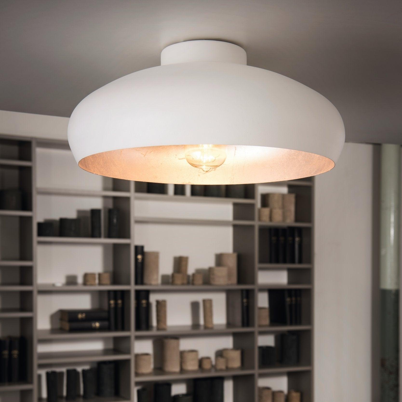 eglo mogano flush white silver ceiling light