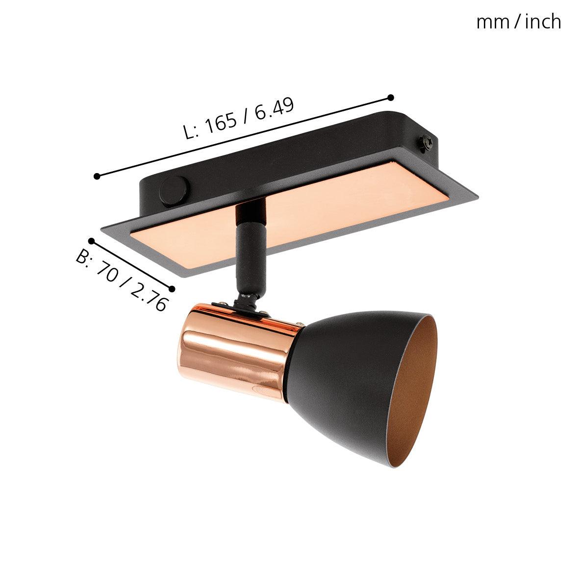 eglo barnham copper black wall spotlight kitchen lighting