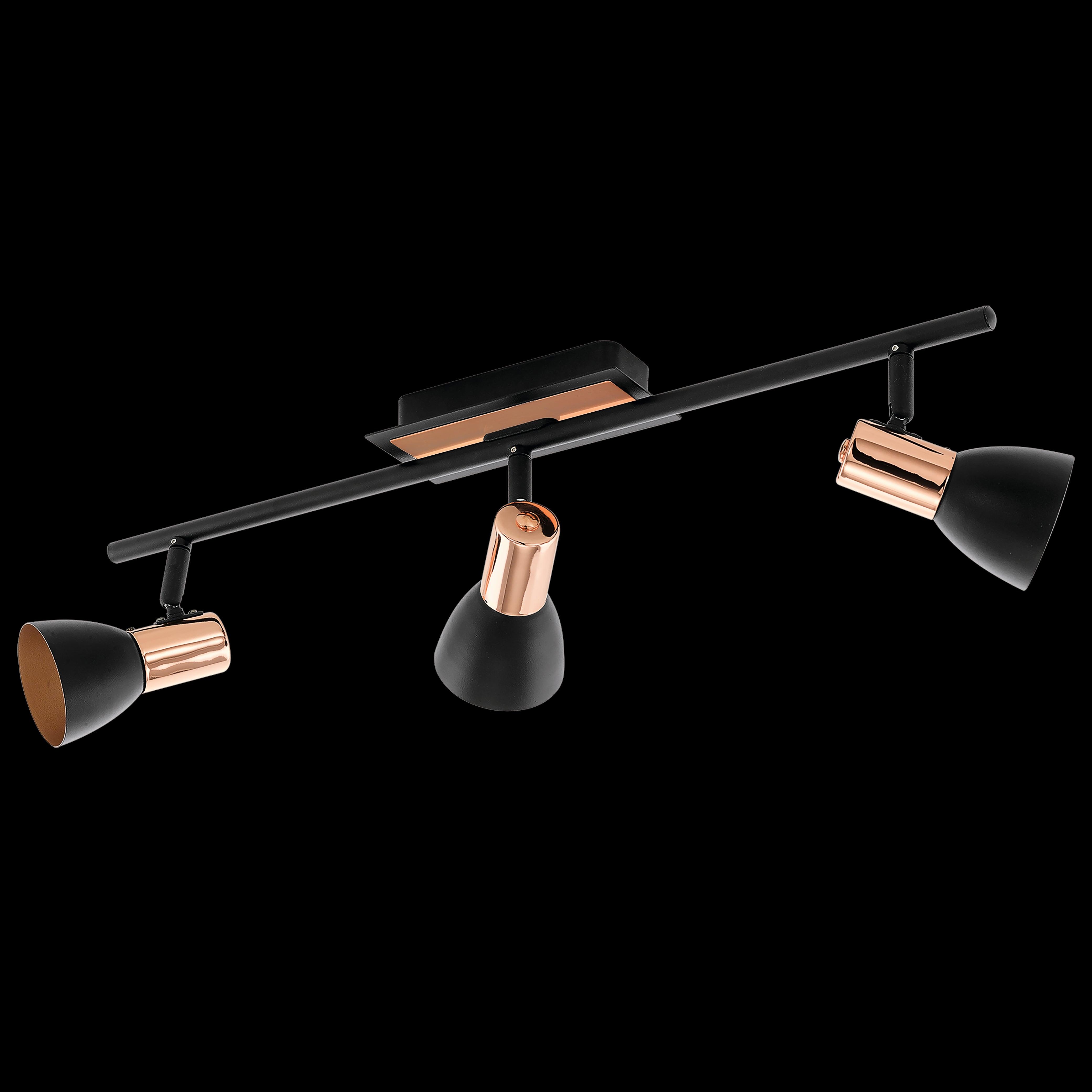 eglo barnham copper black 3 light bar spotlight living room image