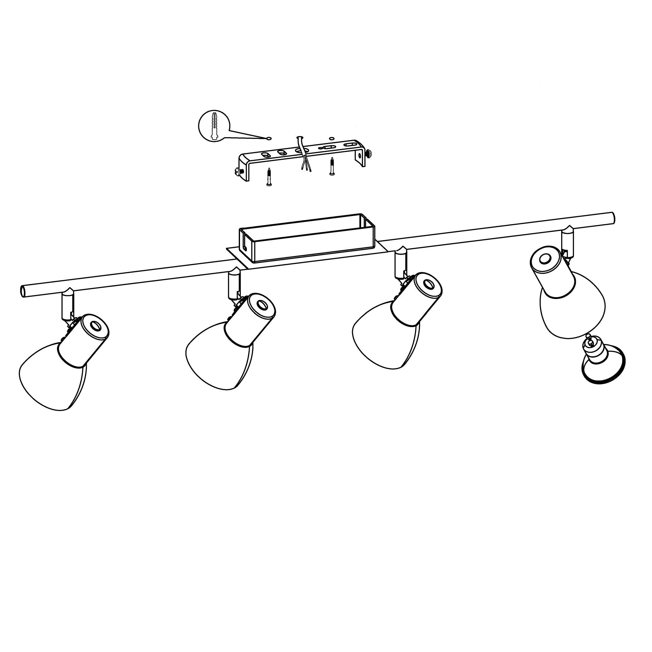 eglo barnham copper black 4 light bar spotlight living room close up